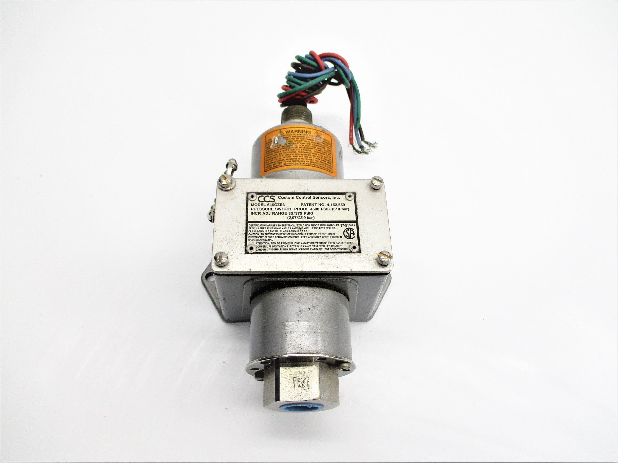 CUSTOM CONTROL SENSORS 646GZE3 30/375PSIG NSNP