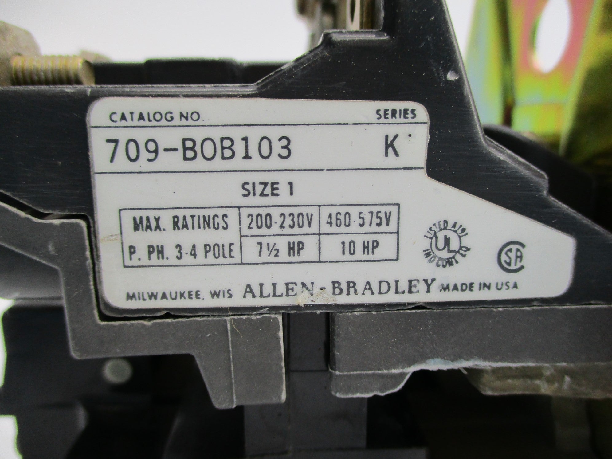INDUSTRIAL SPARE PART 709-BOB103 SER. K UNMP