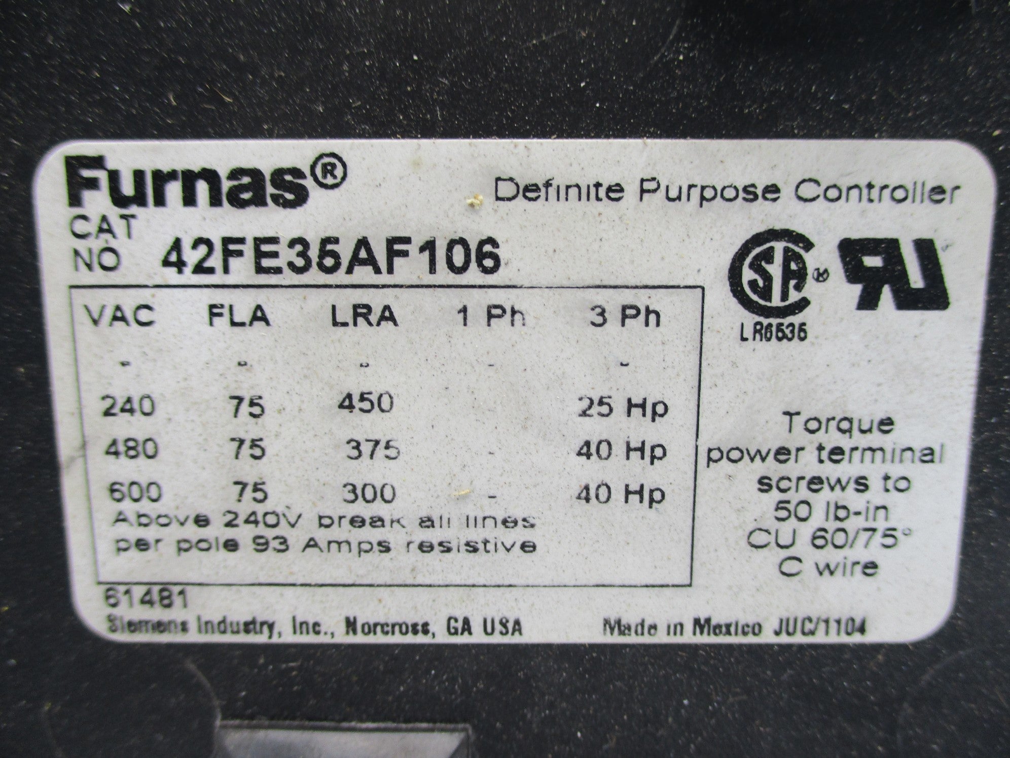 FURNAS 42FE35AF106 110/120V UNMP
