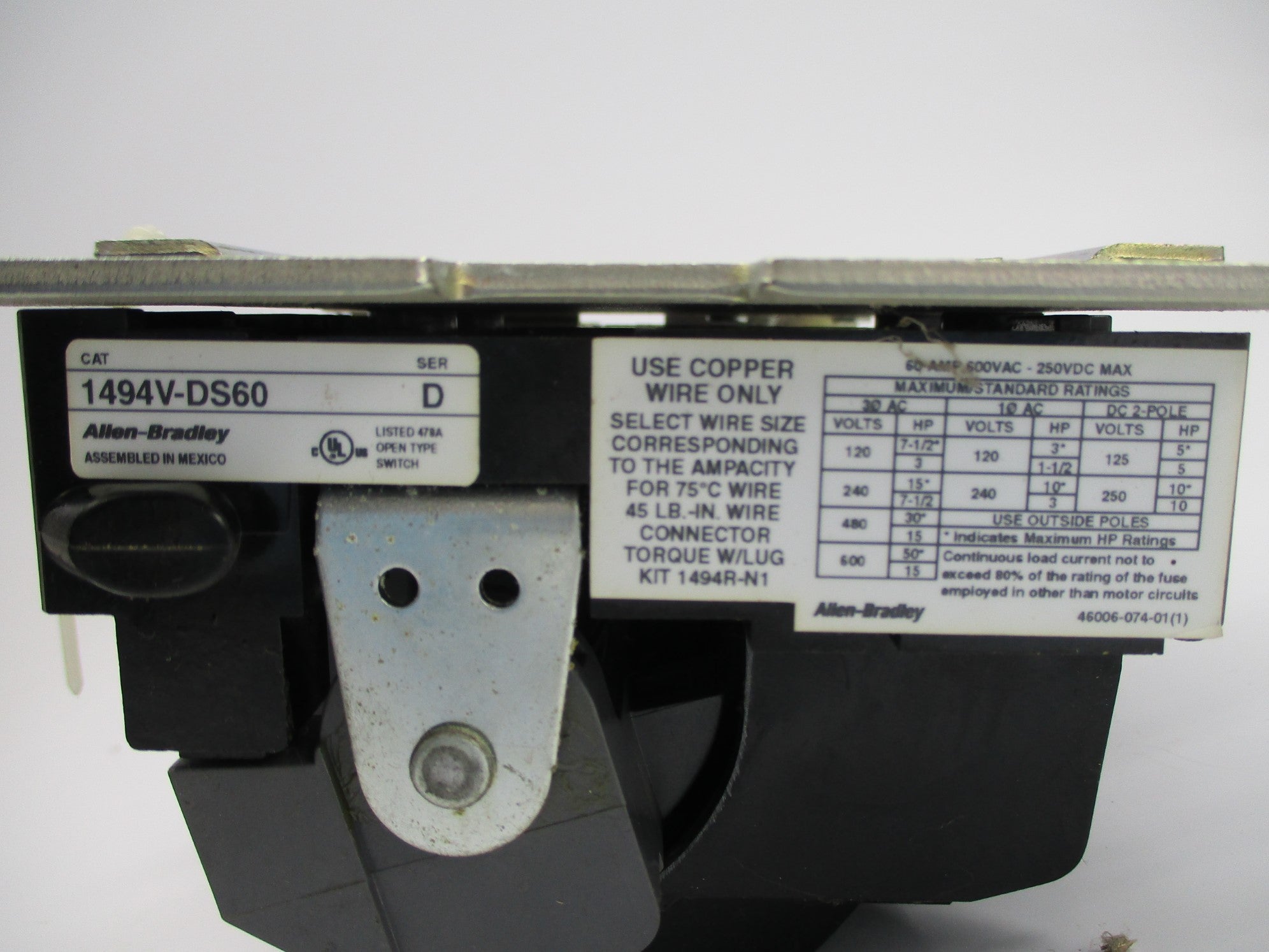 ALLEN BRADLEY 1494V-DS60 SER. D UNMP