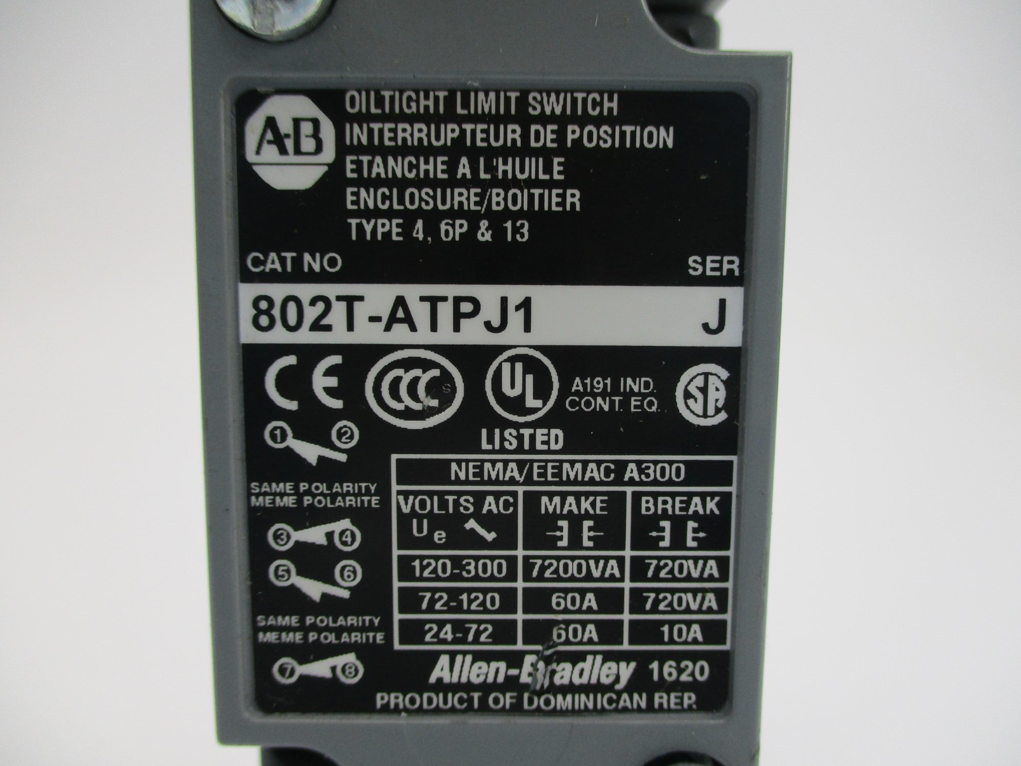 ALLEN BRADLEY 802T-ATPJ1 SER. J NSNP