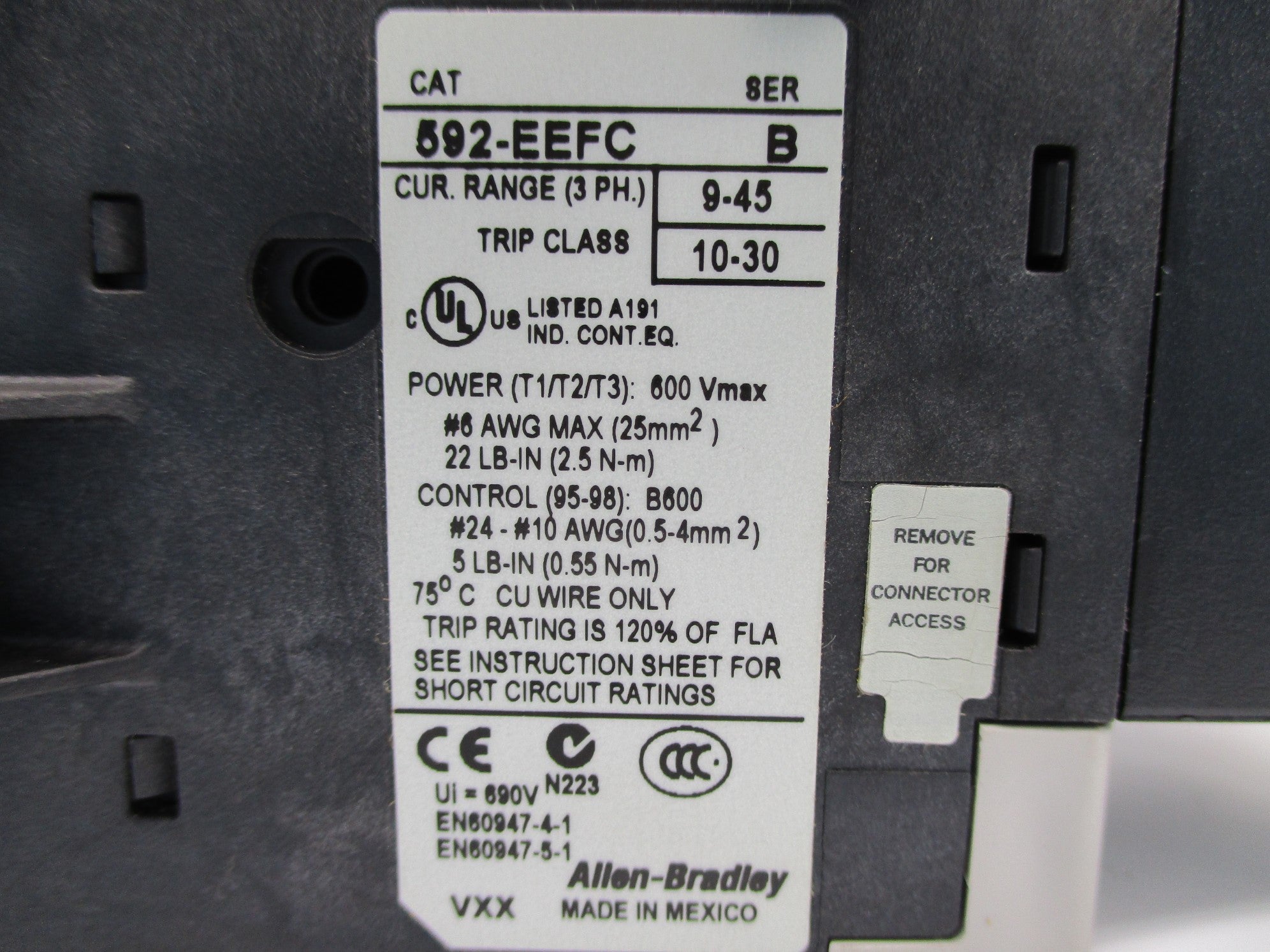 ALLEN BRADLEY 592-EEFC SER. B 9-45A NSNP
