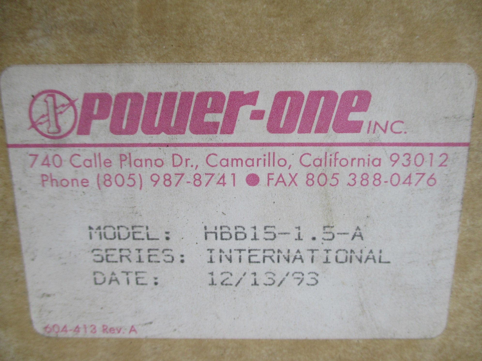POWER-ONE HBB15-1.5-A NSMP
