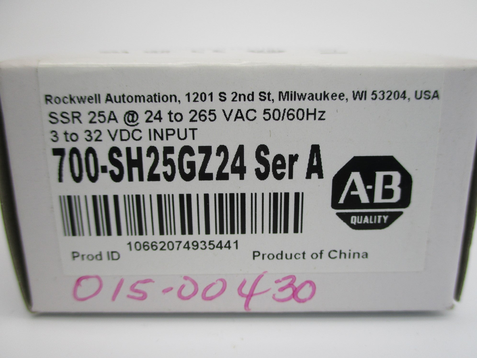 ALLEN BRADLEY 700-SH25GZ24 SER. A (WH) NSMP