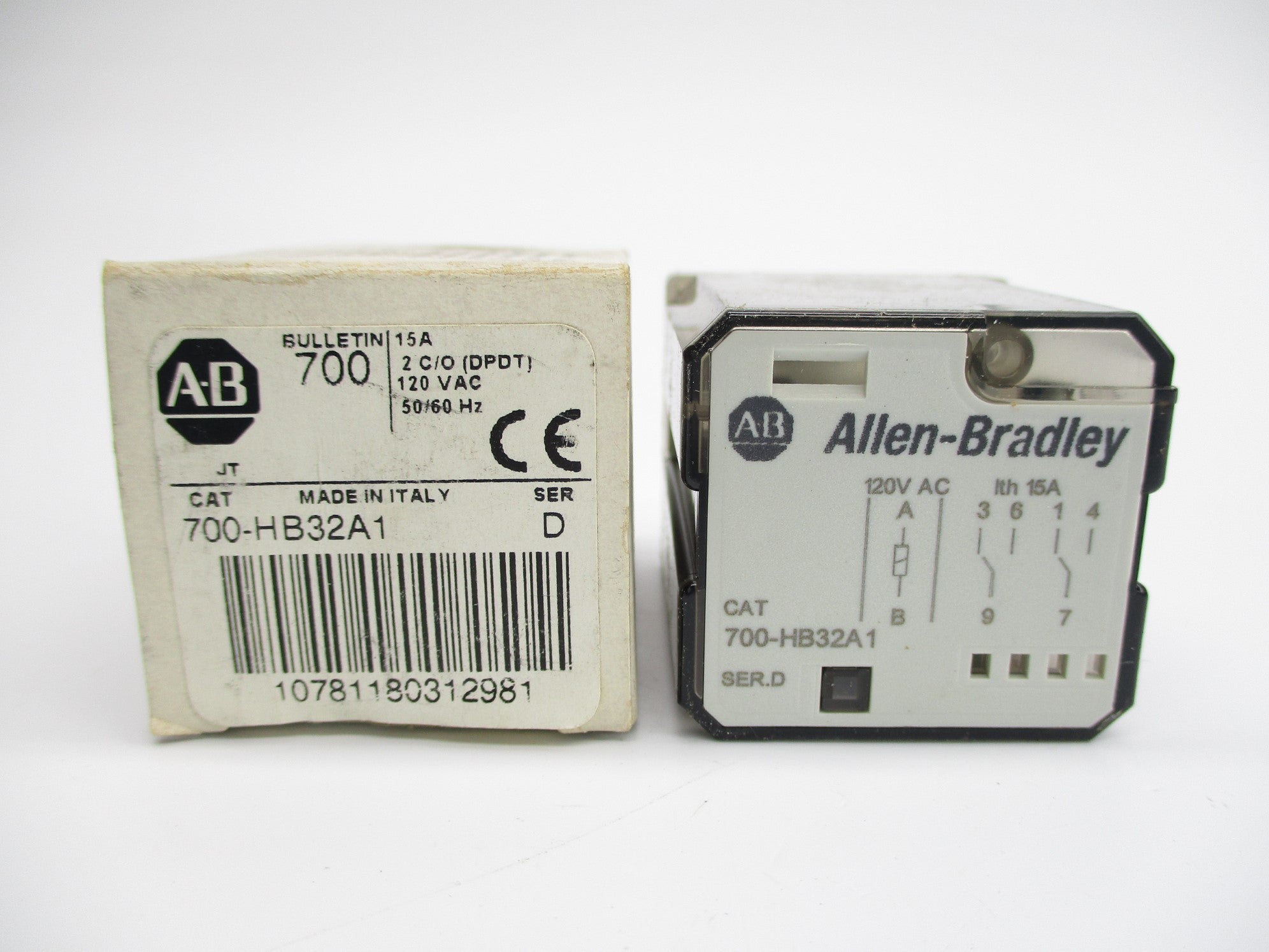 ALLEN BRADLEY 700-HB32A1 SER. D 15A 120VAC (WH) NSMP