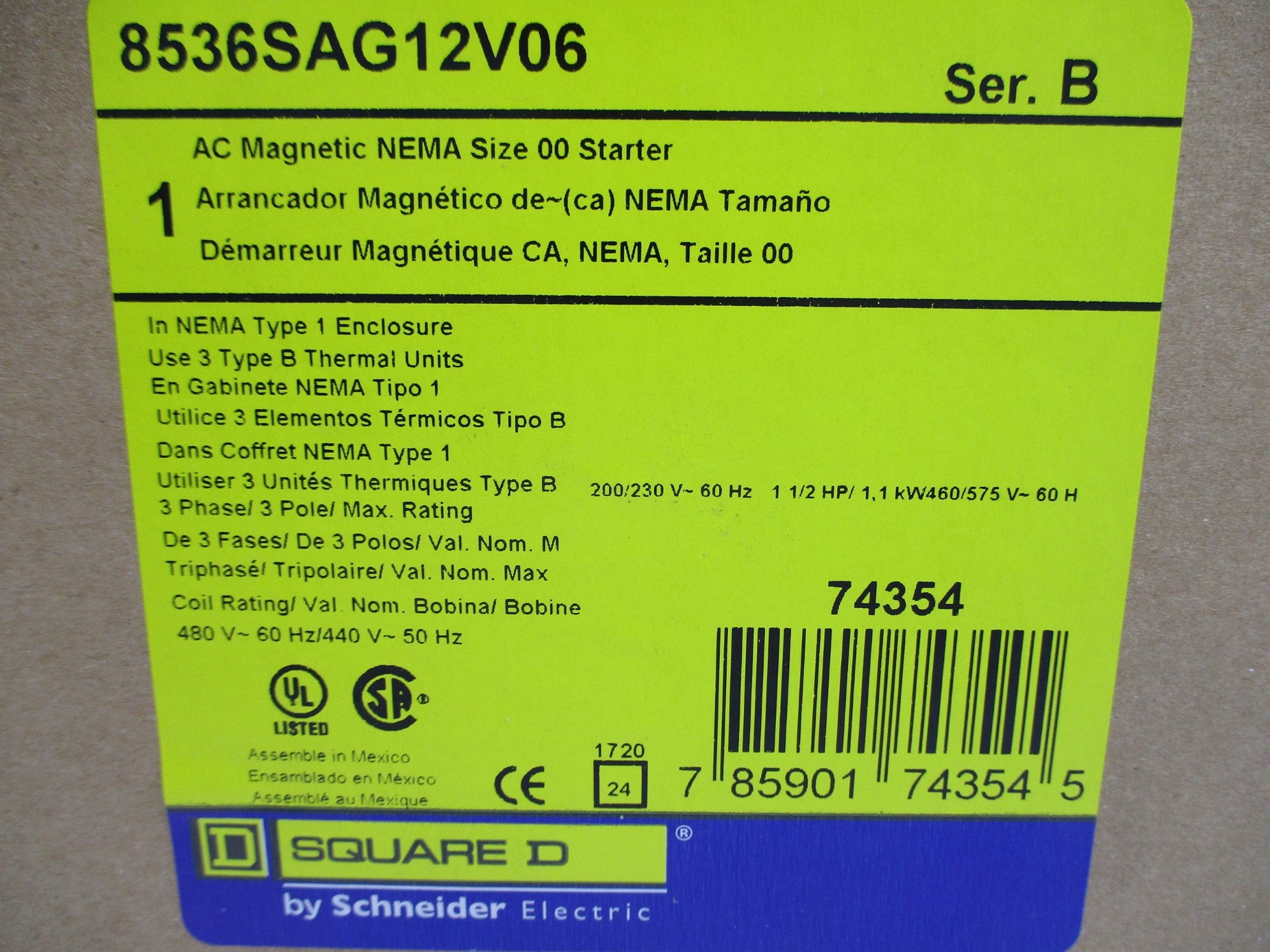 SQUARE D 8536SAG12V06 SER. B NSMP
