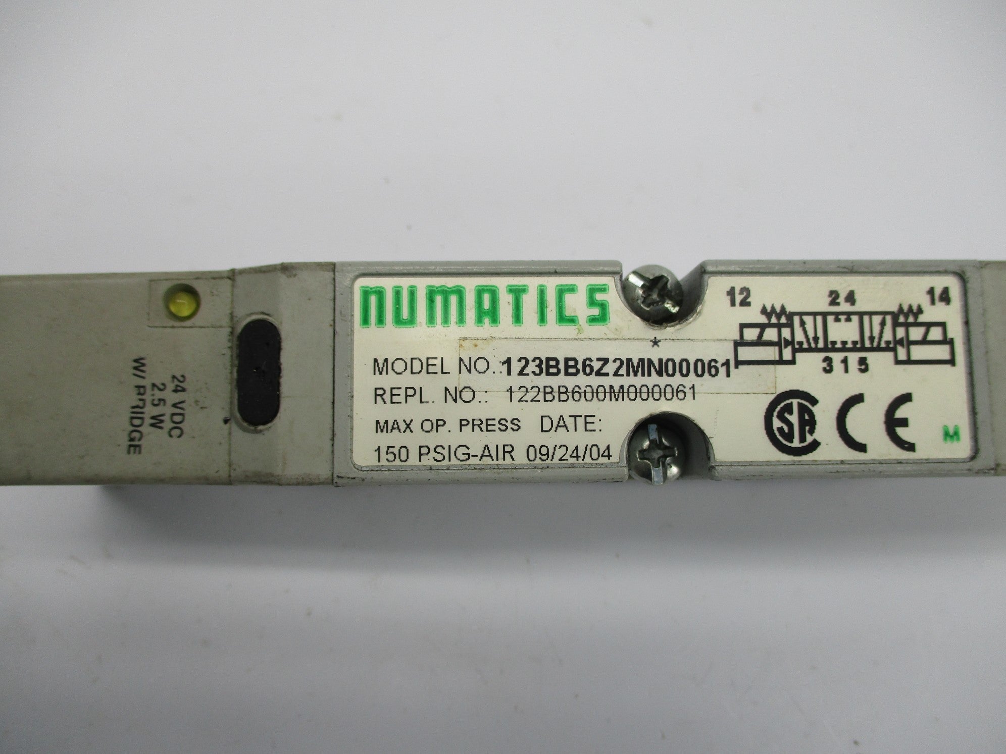 NUMATICS 123BB6Z2MN00061 24VDC 150PSIG UNMP