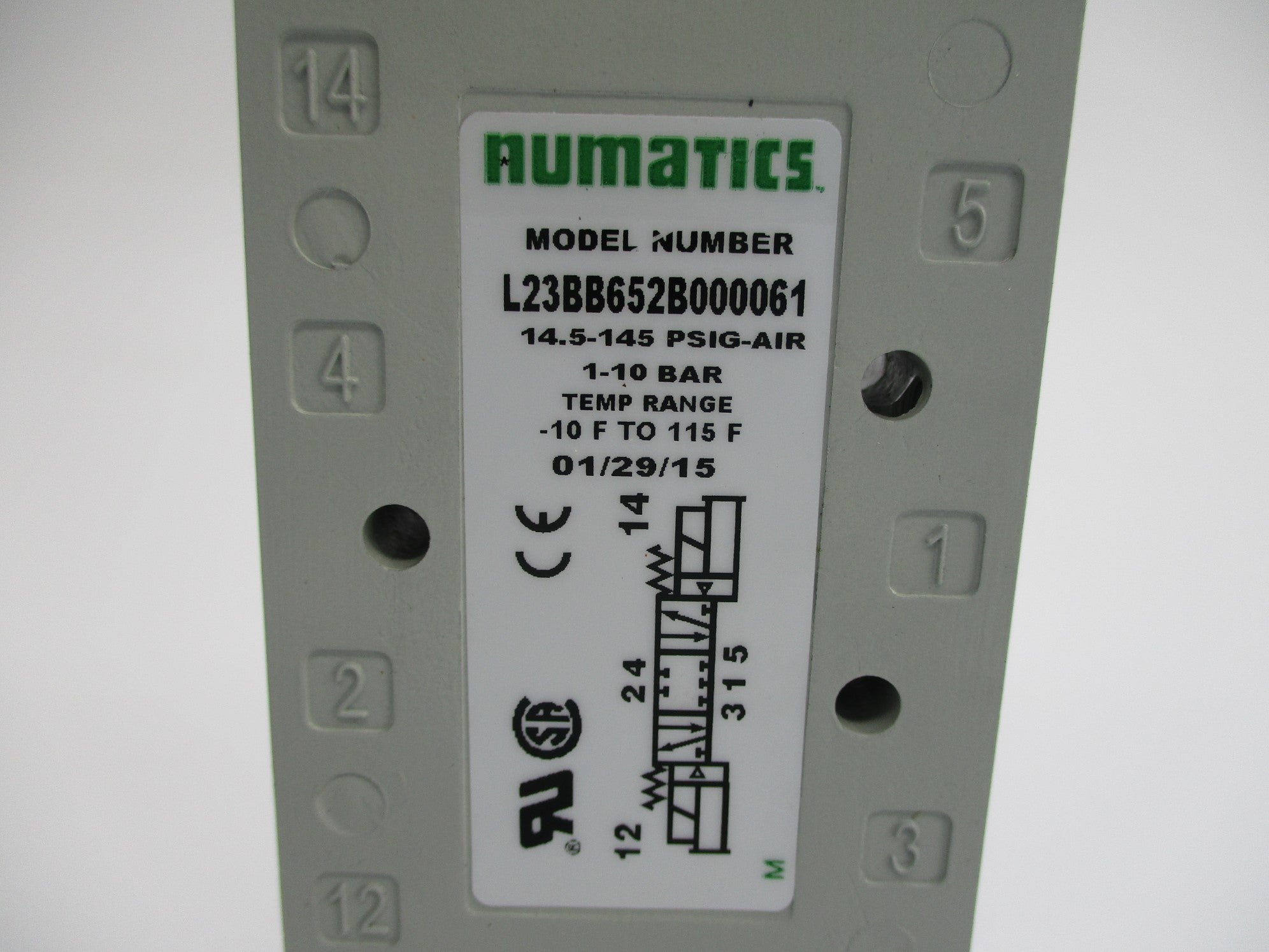 NUMATICS L23BB652B000061 14.5-145PSIG 24VDC NSNP