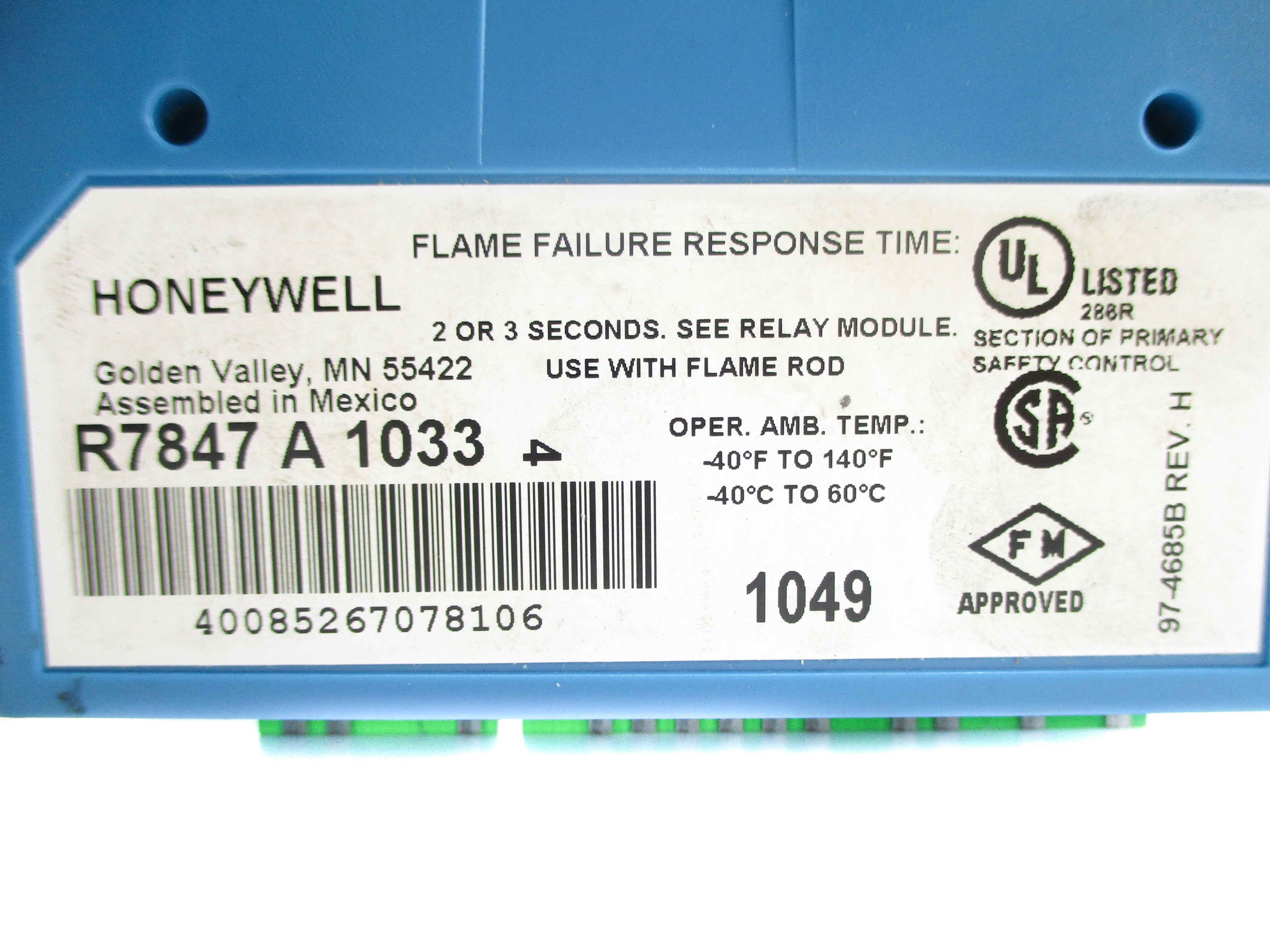 HONEYWELL R7847A1033 1.25VDC 2/3S UNMP