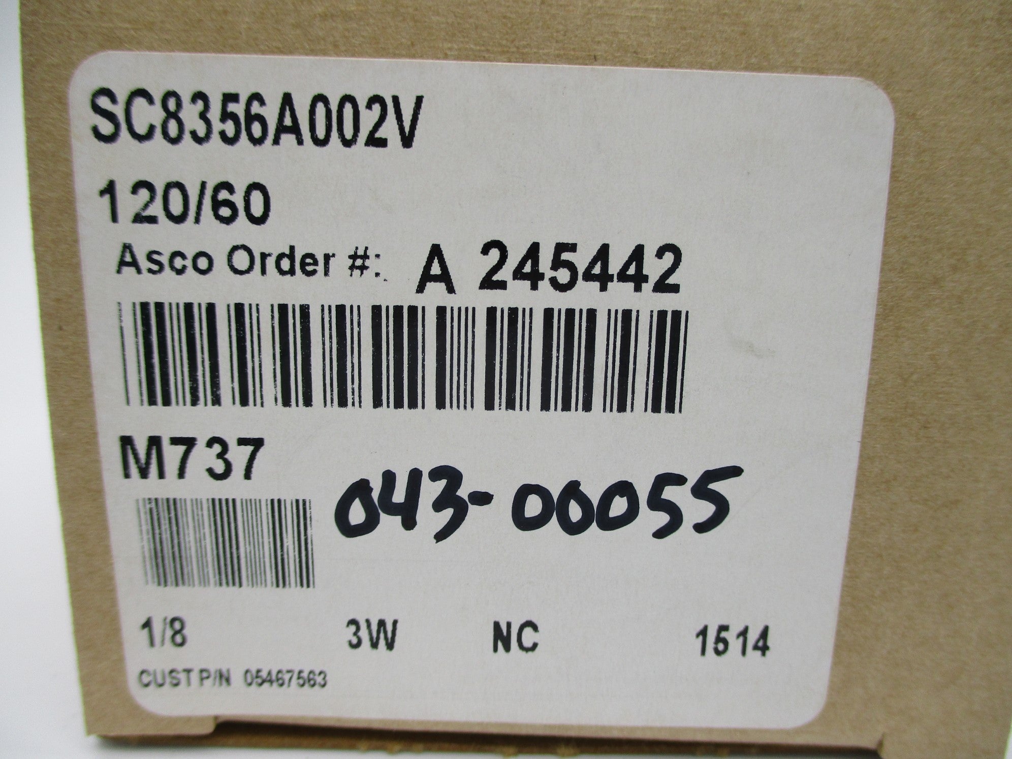 ASCO SC8356A002V 145PSI 120/60 110/50  NSMP