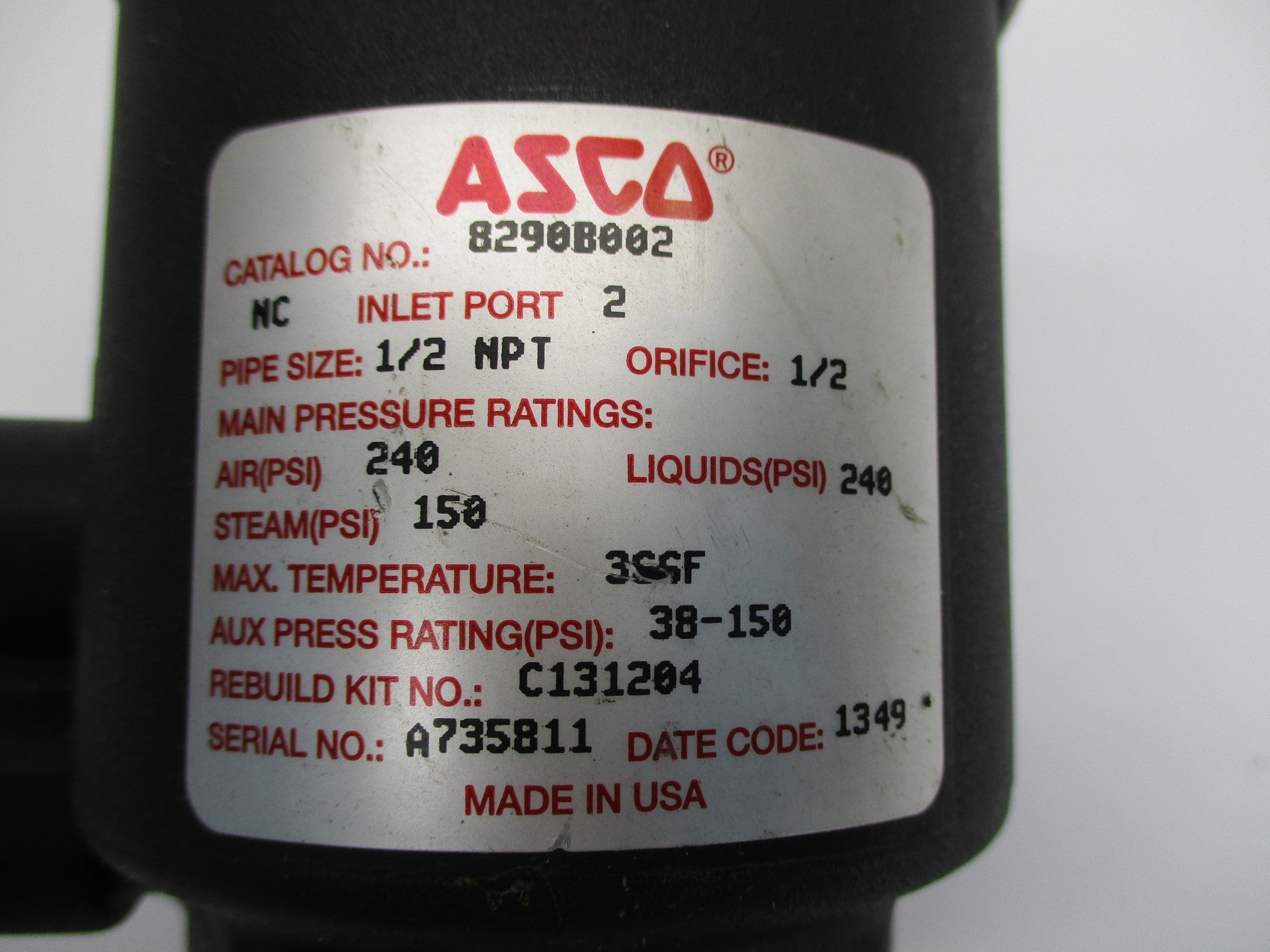 ASCO 8290B002 150/240PSI NSNP