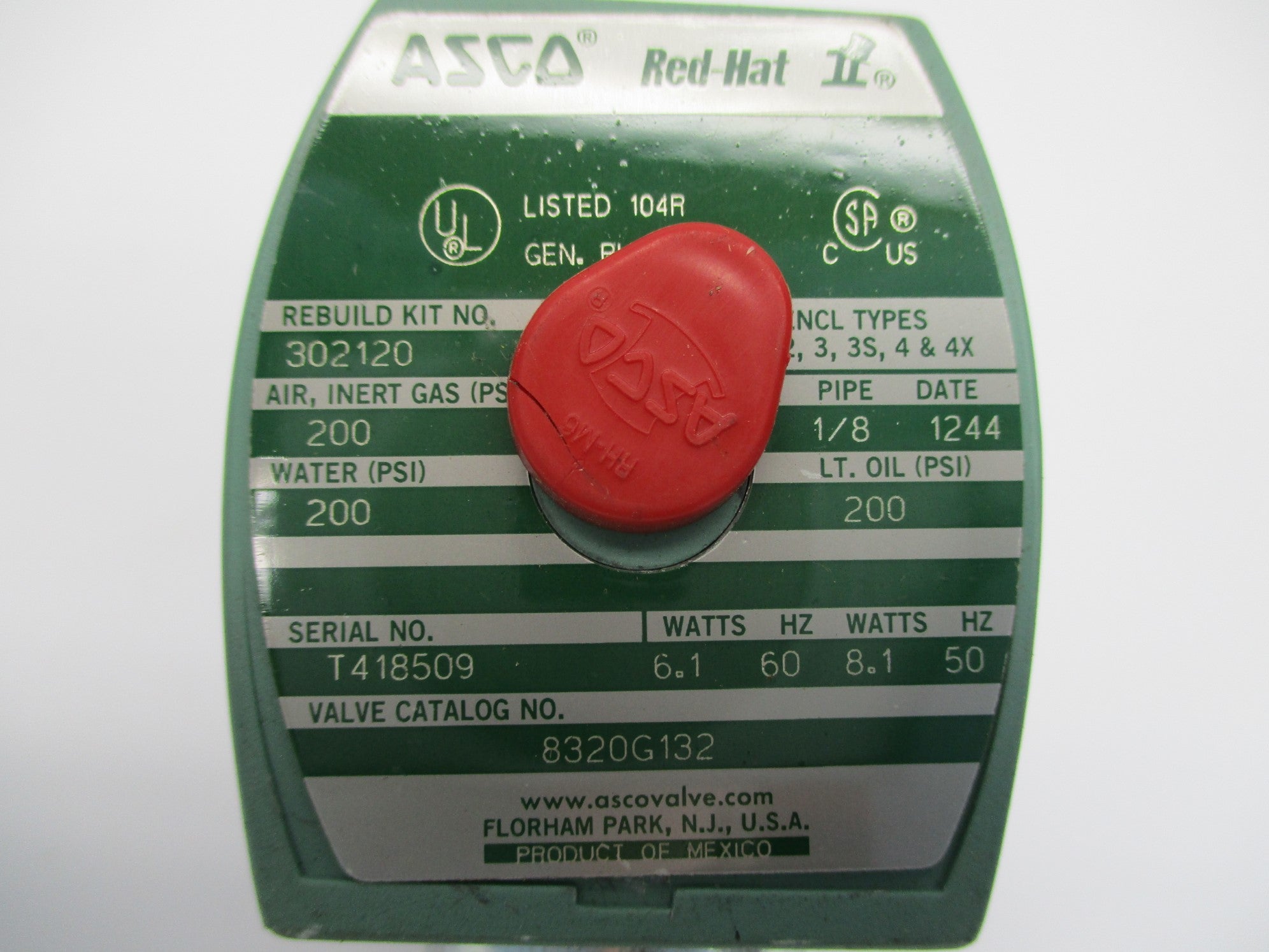 ASCO 8320G132 200PSI 120/60 110/50 NSNP