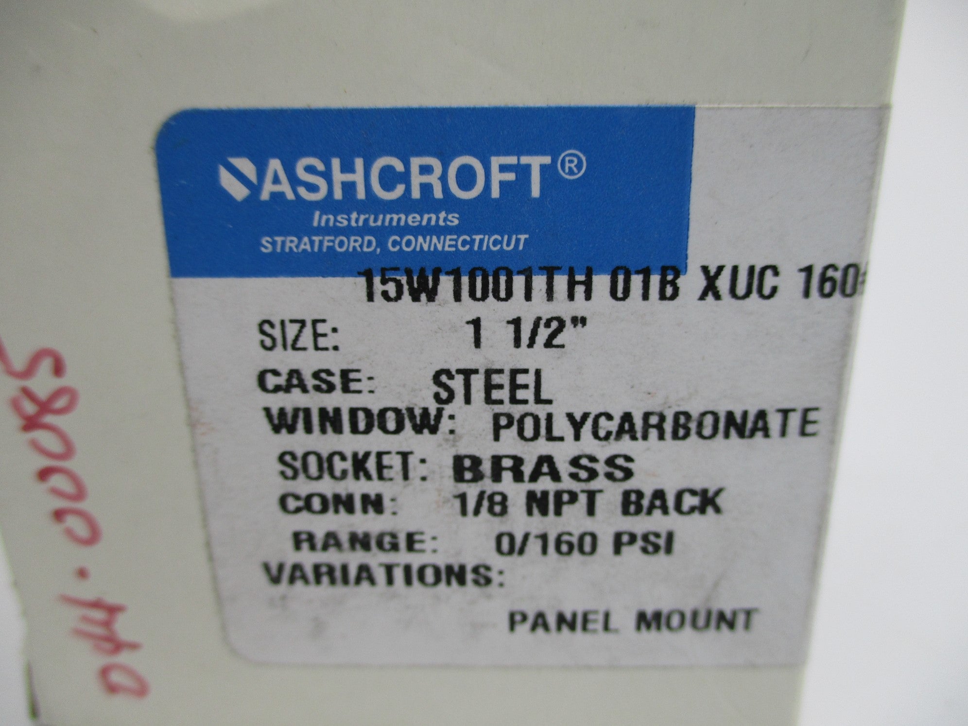 ASHCROFT 15W1001TH01BXUC160# 0-160PSI NSMP