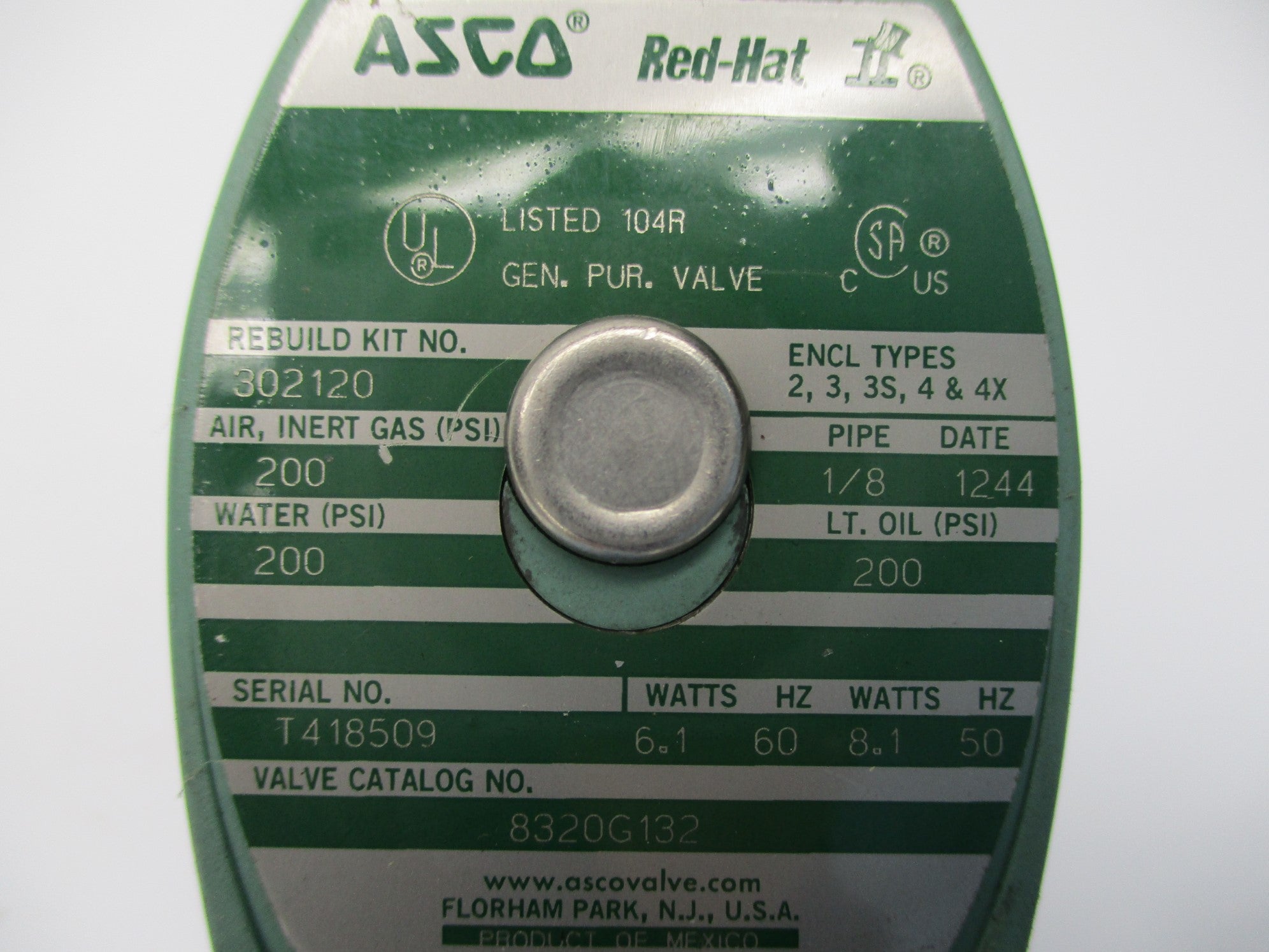 ASCO 8320G132 200PSI 120/60 110/50 NSNP