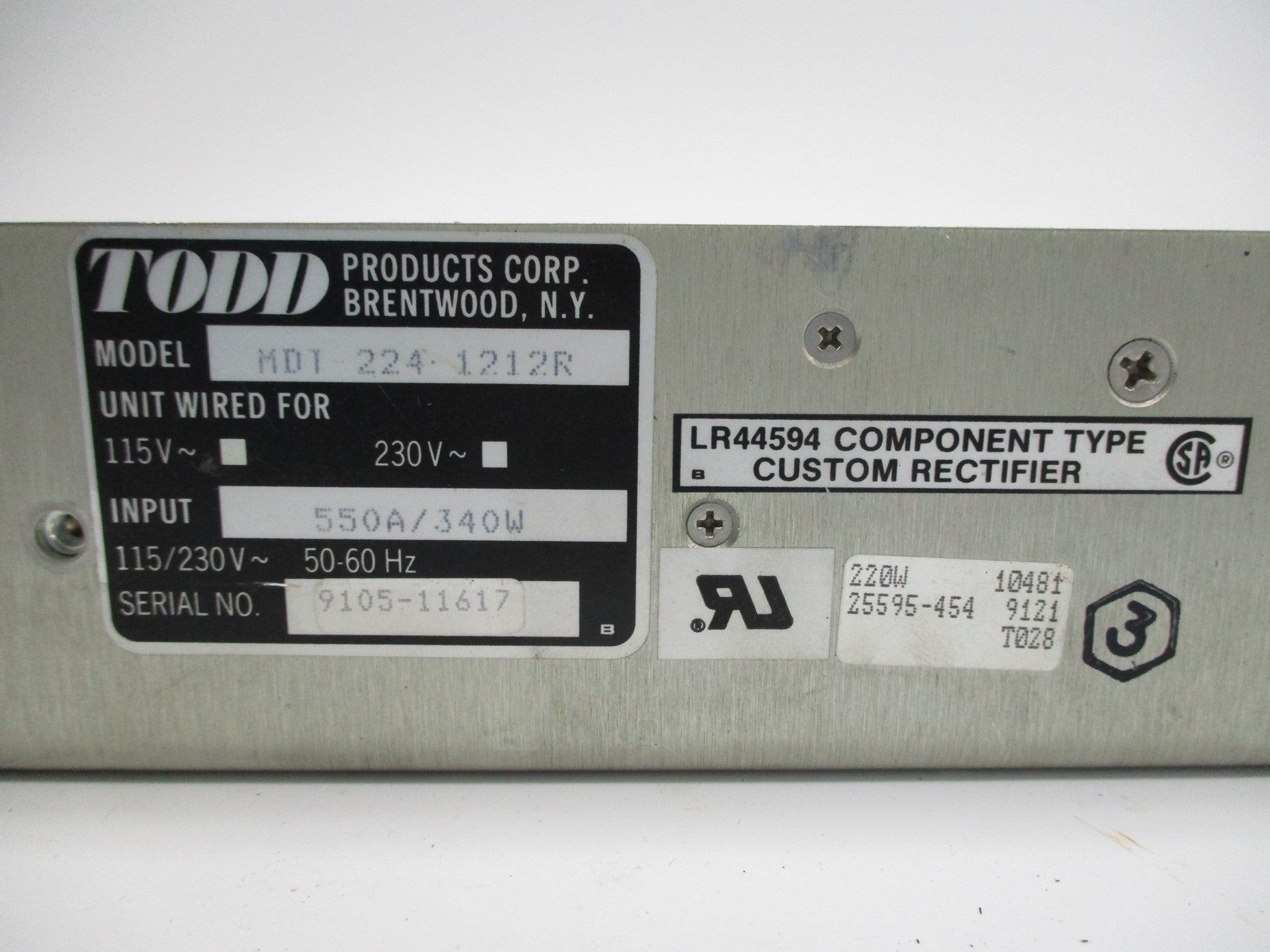 TODD PRODUCTS MDT-224-1212R UNMP