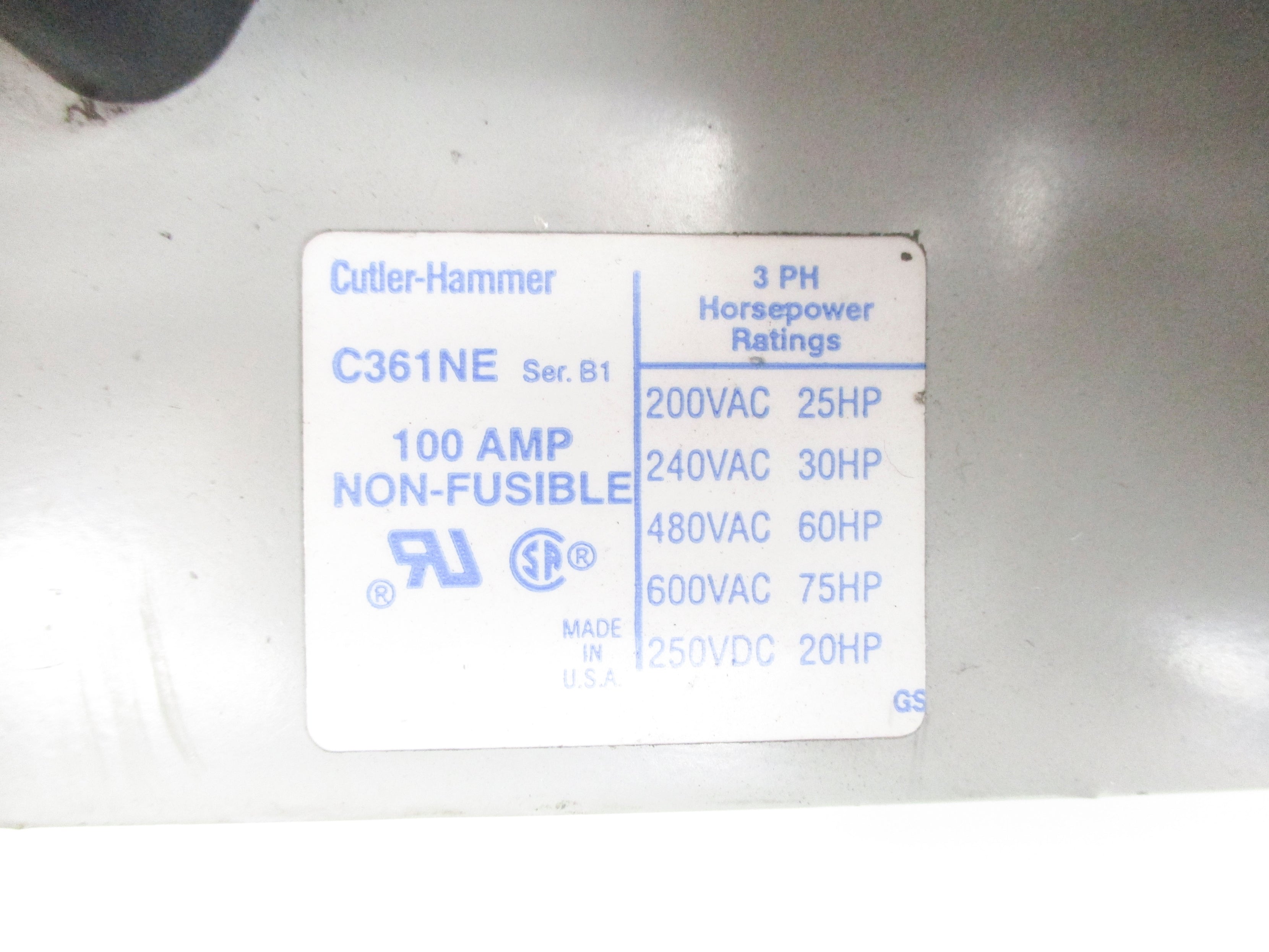 CUTLER HAMMER C361NE SER. B1 (AS PICTURED) UNMP