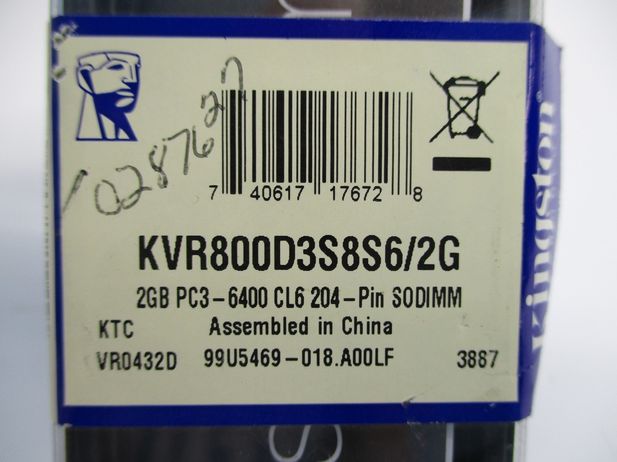 KINGSTON KVR800D3S8S6/2G NSMP