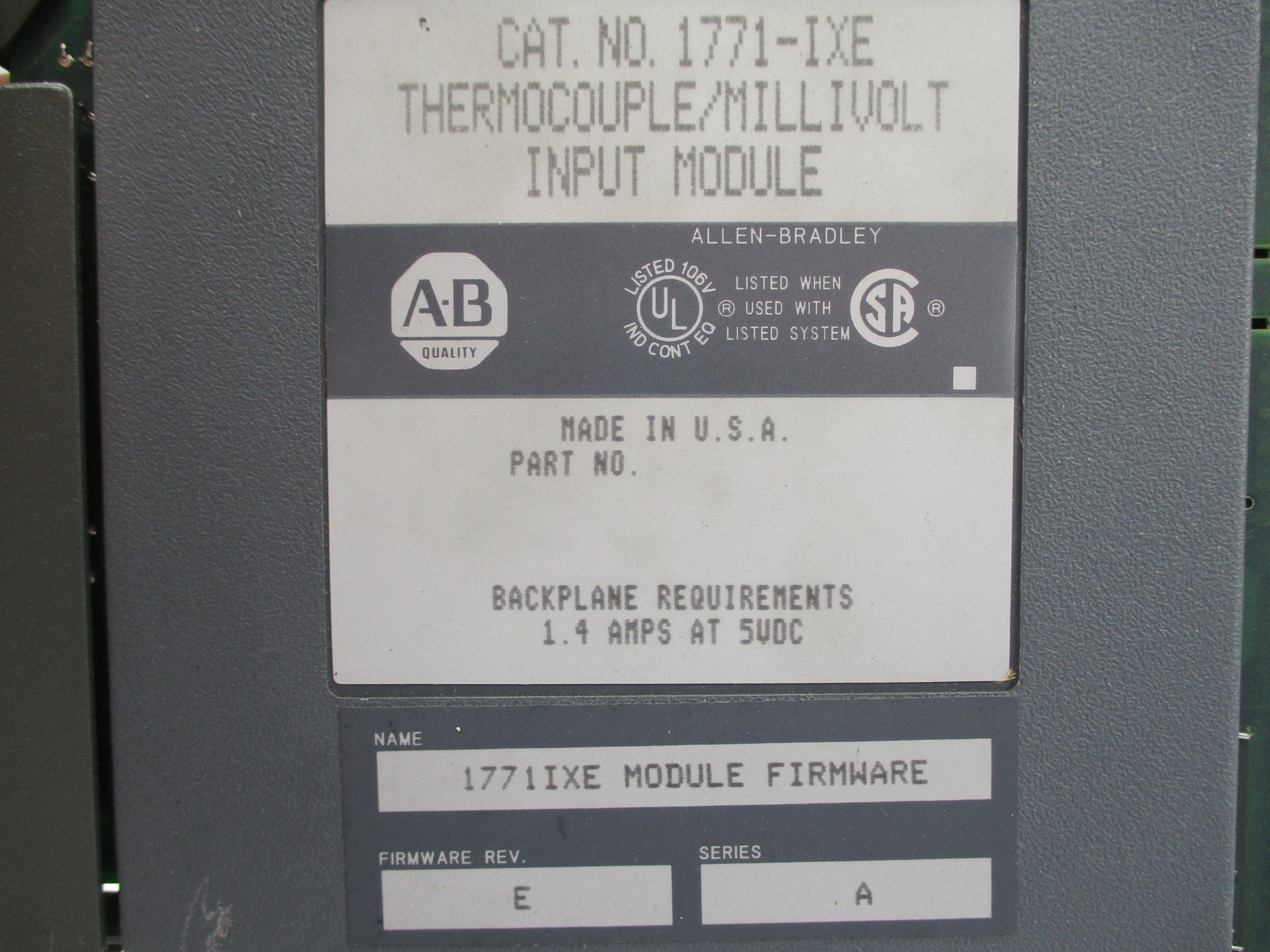 ALLEN BRADLEY 1771-IXE SER. A F/W E (AS PICTURED) UNMP