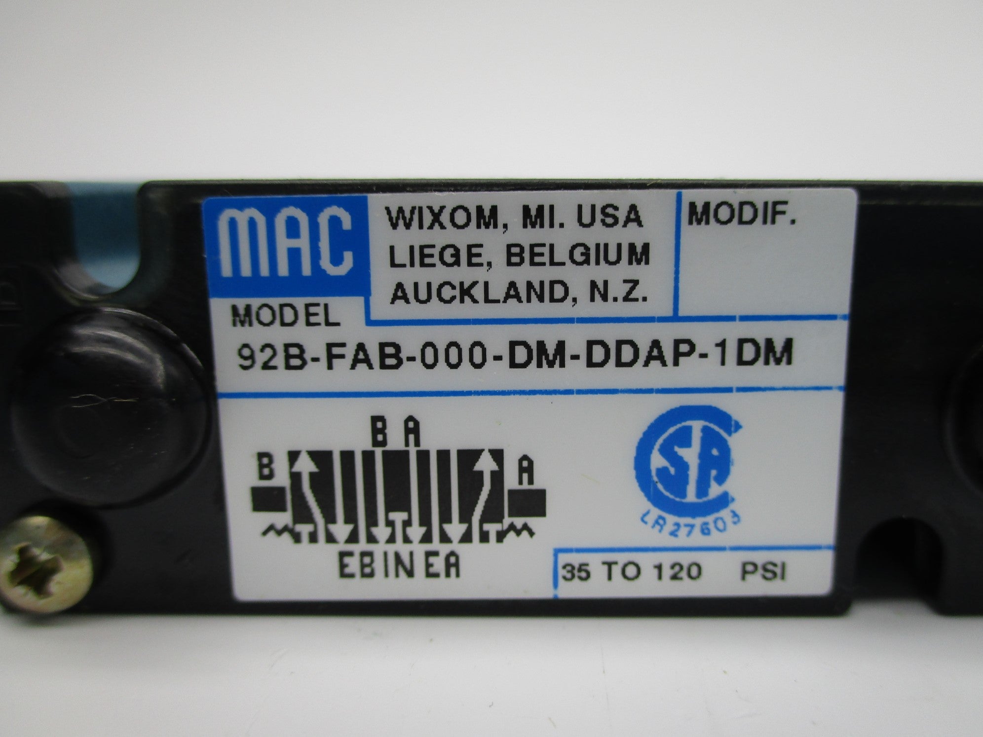 MAC 92B-FAB-000-DM-DDAP-1DM 35-120PSI 24VDC NSNP