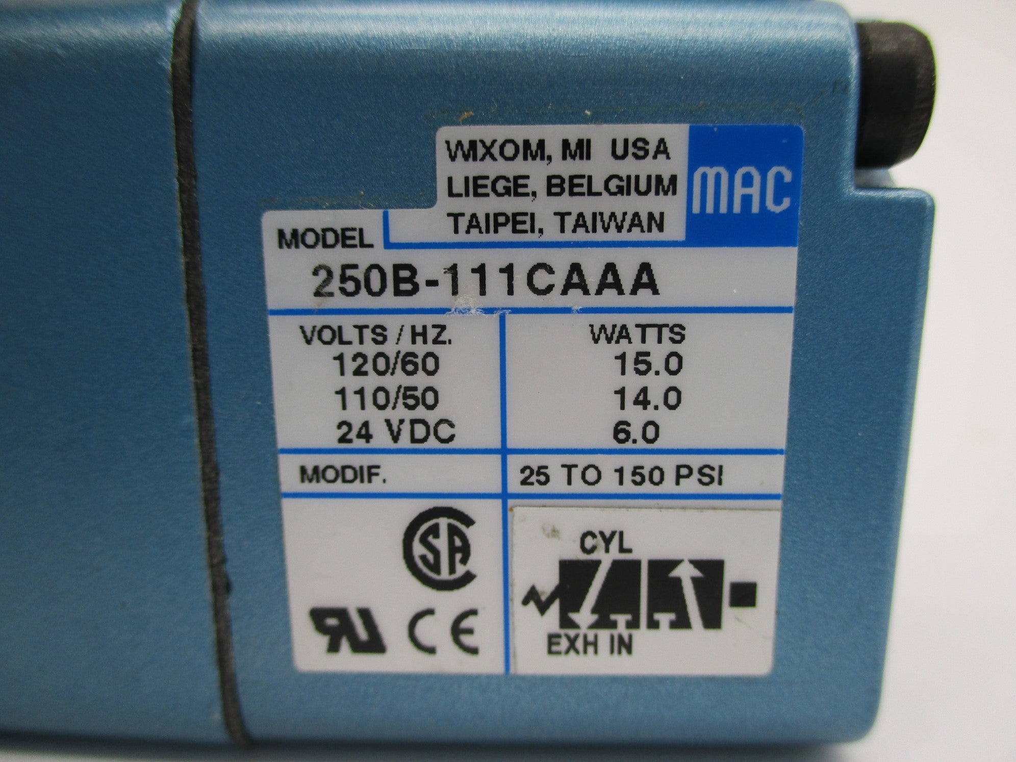 MAC 250B-111CAAA 25-150PSI 110/120VAC 24VDC NSNP