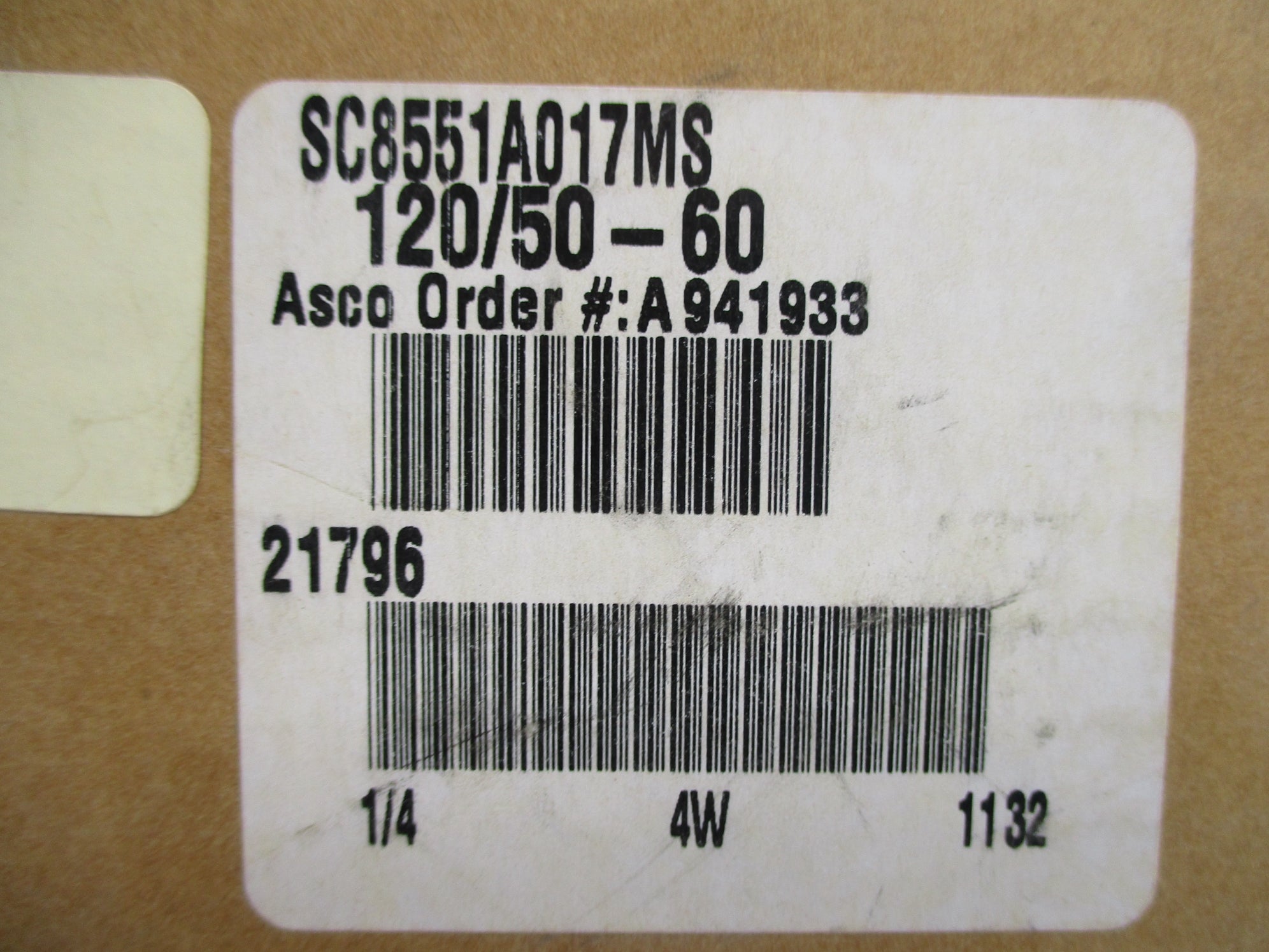 ASCO SC8551A017MS 3-50PSI 120/50-60 NSMP