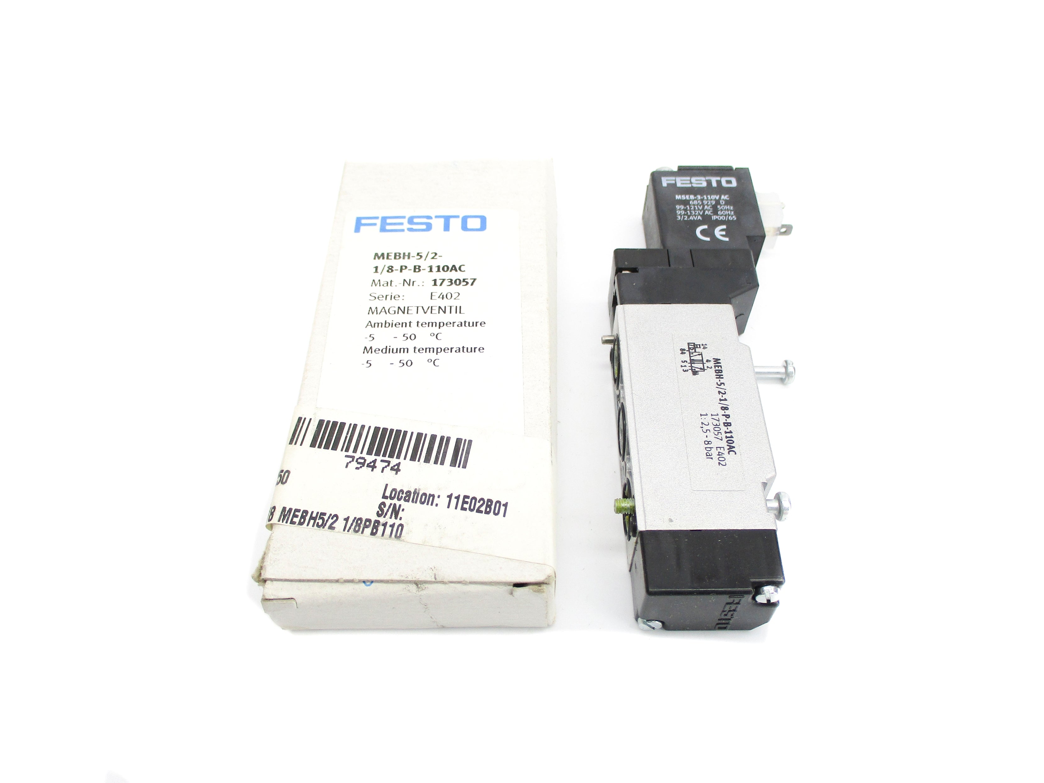 FESTO MEBH-5/2-1/8-P-B-110AC 110VAC NSMP