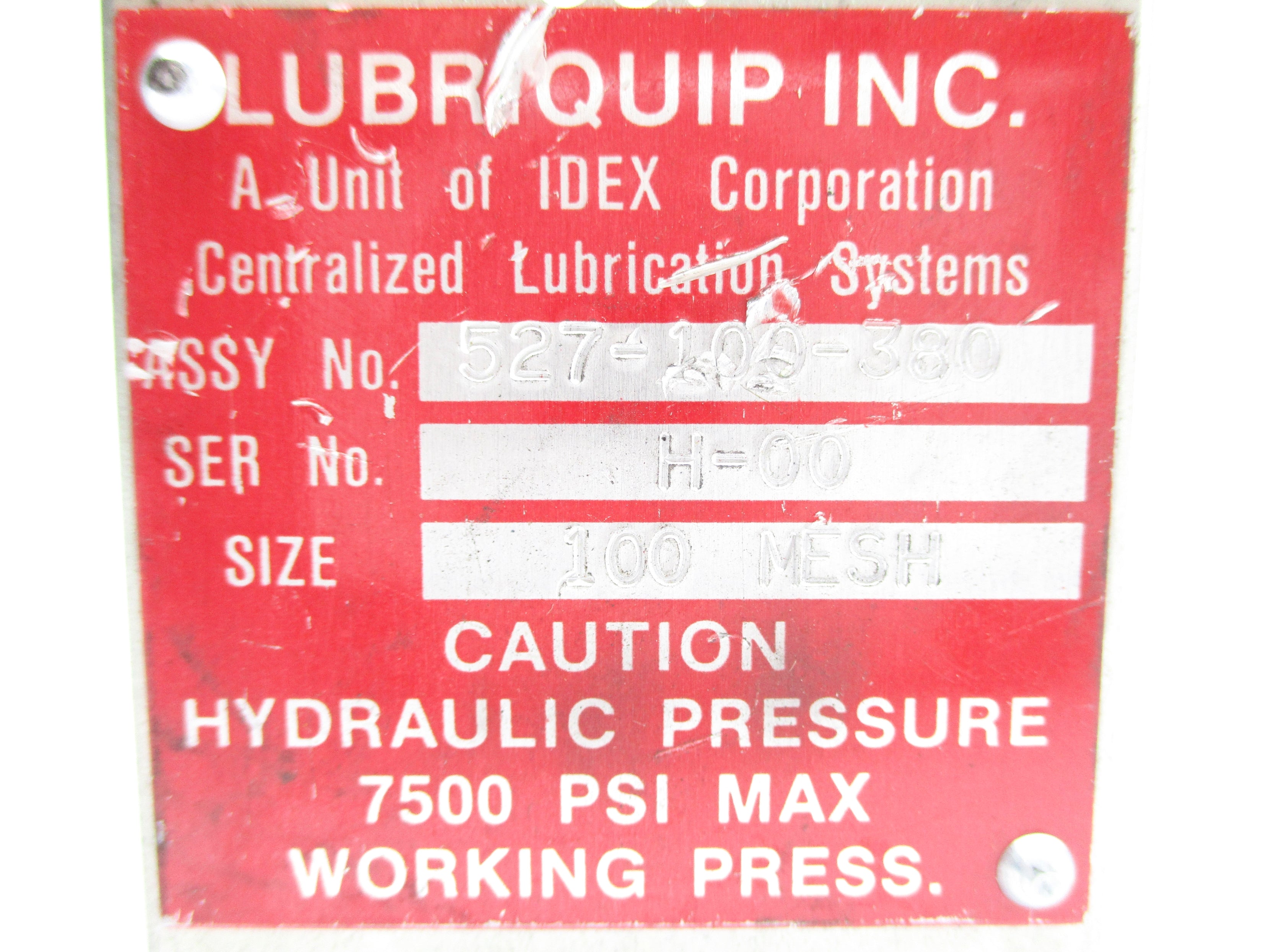 LUBRIQUIP 527-100-380 7500PSI UNMP