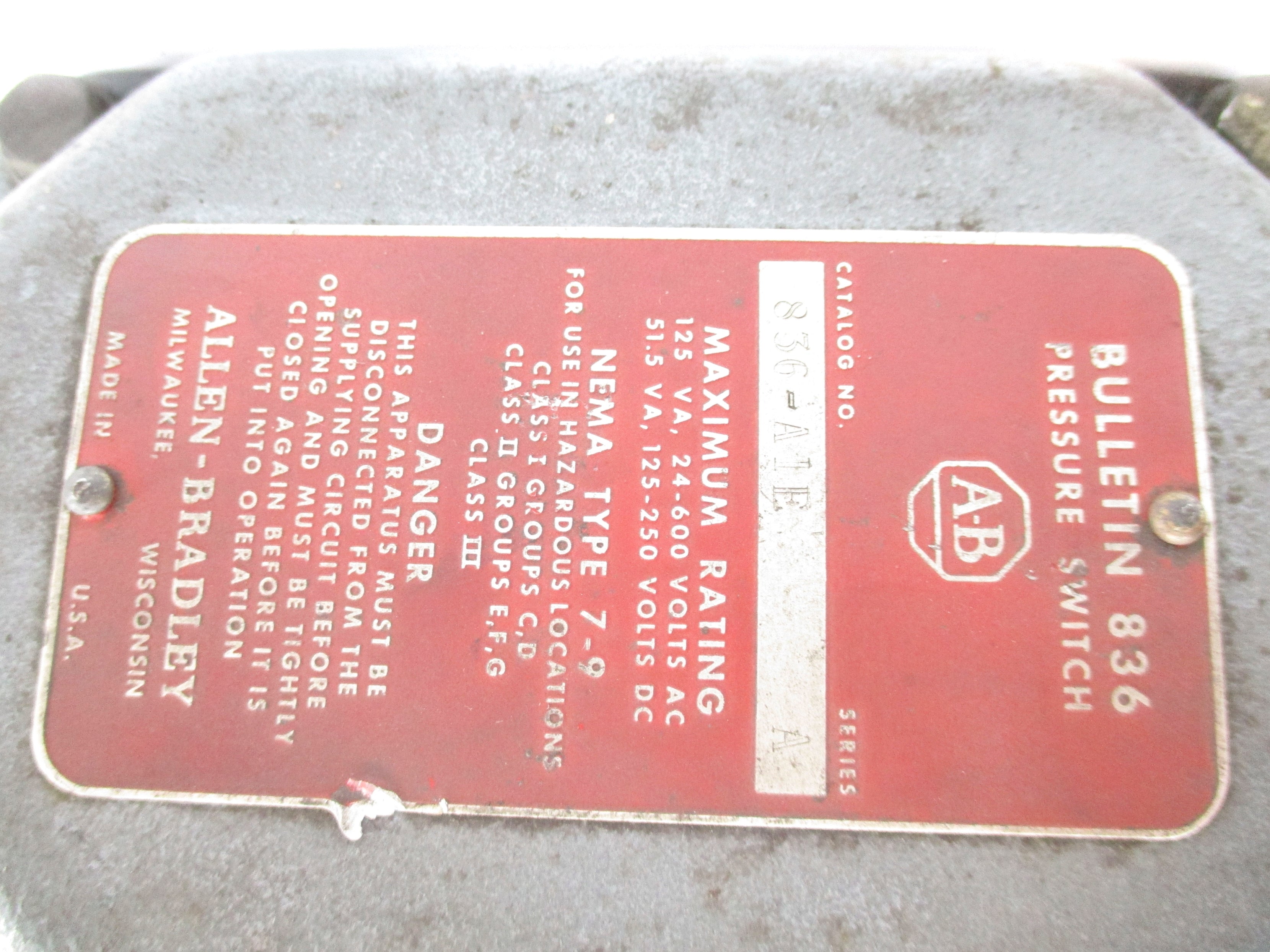 INDUSTRIAL SPARE PART 836-A1E SER. A UNMP