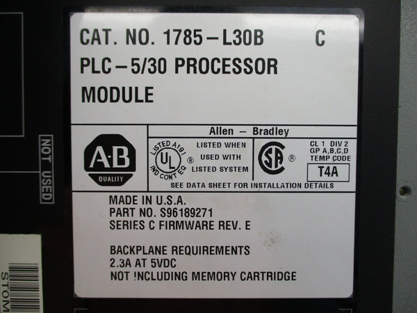 ALLEN BRADLEY 1785-L30B SER. C 5VDC 2.3A F/W E UNMP
