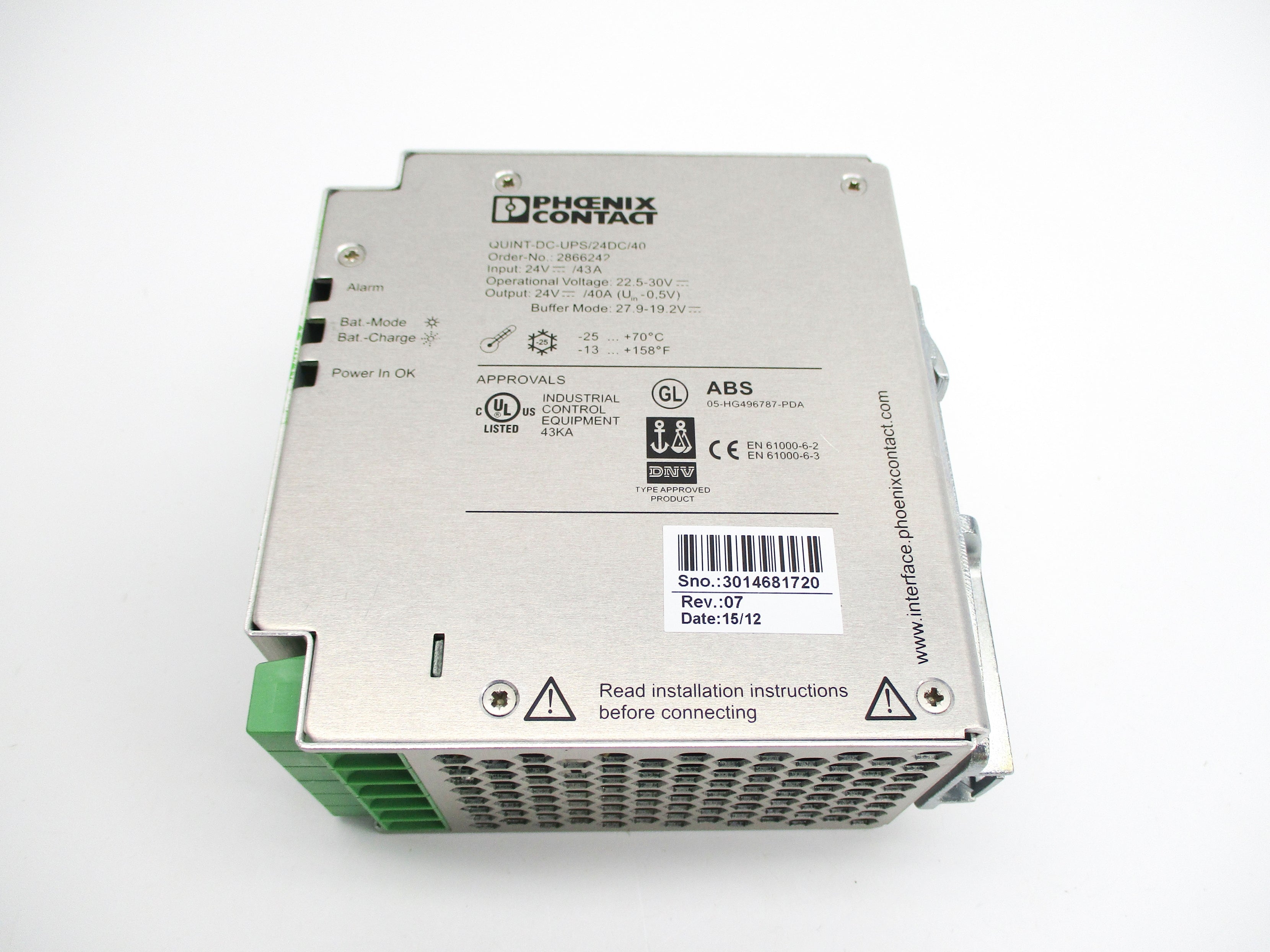 PHOENIX CONTACT QUINT-DC-UPS/24DC/40 NUPI