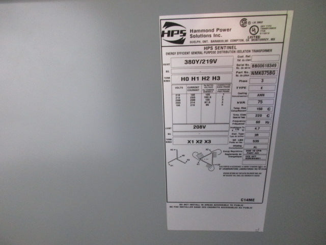 HAMMOND POWER SOLUTION NMK0758G NSMP