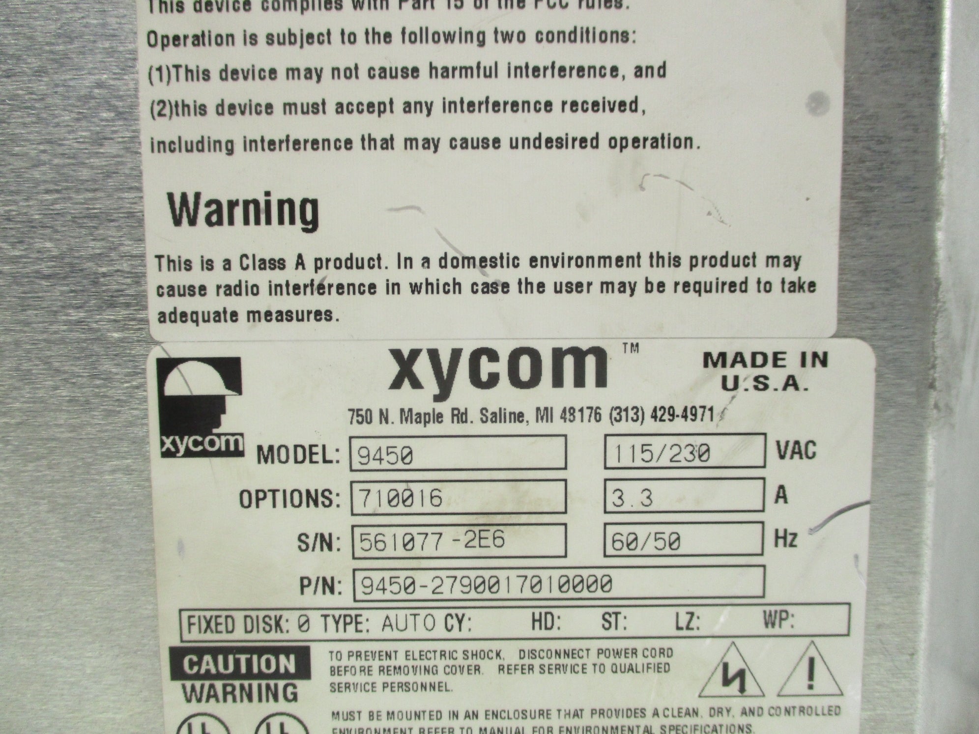 XYCOM 9450-2790017010000 (AS PICTURED) UNMP