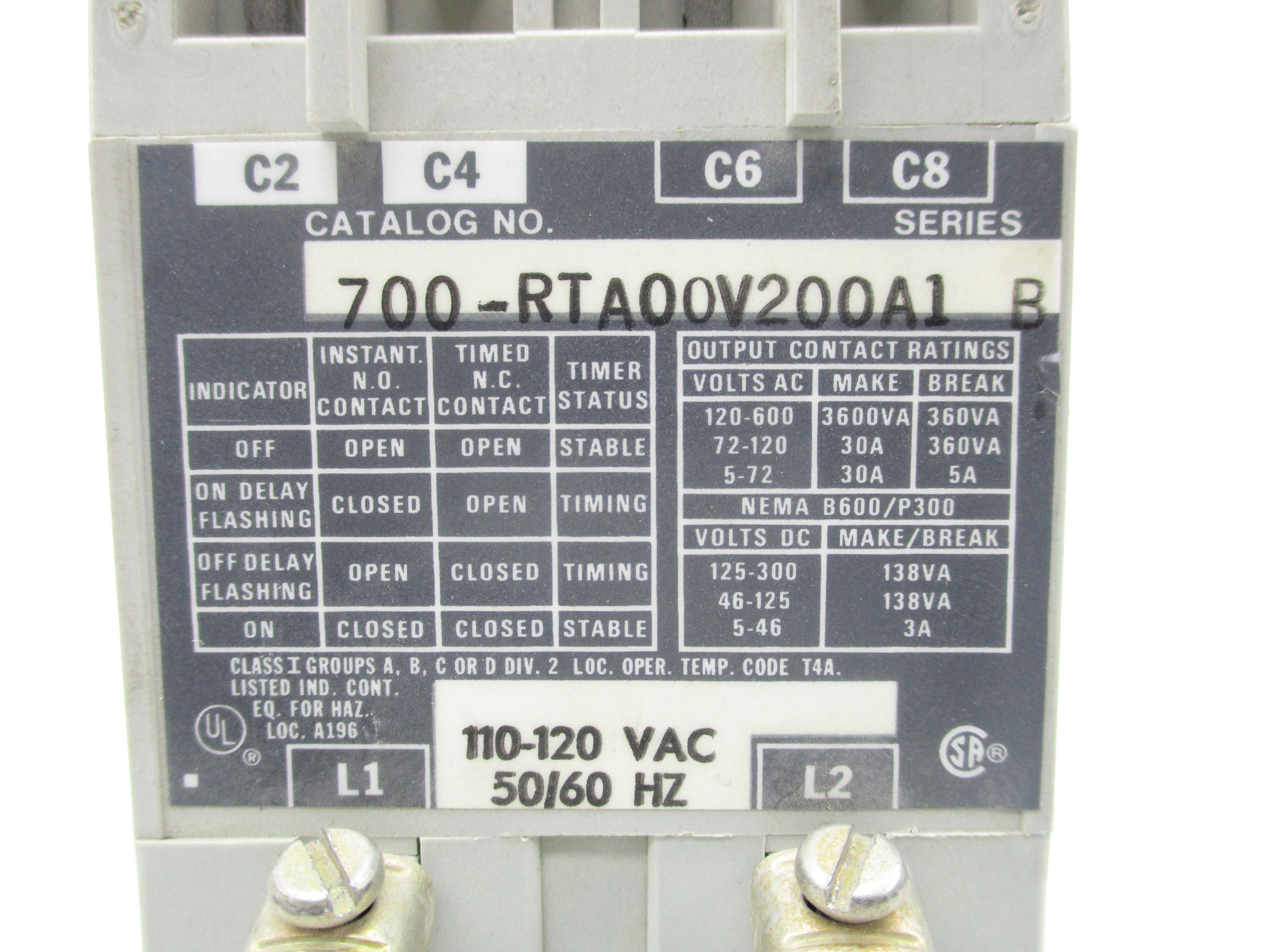 INDUSTRIAL SPARE PART 700-RTA00V200A1 SER. B 120V NSNP