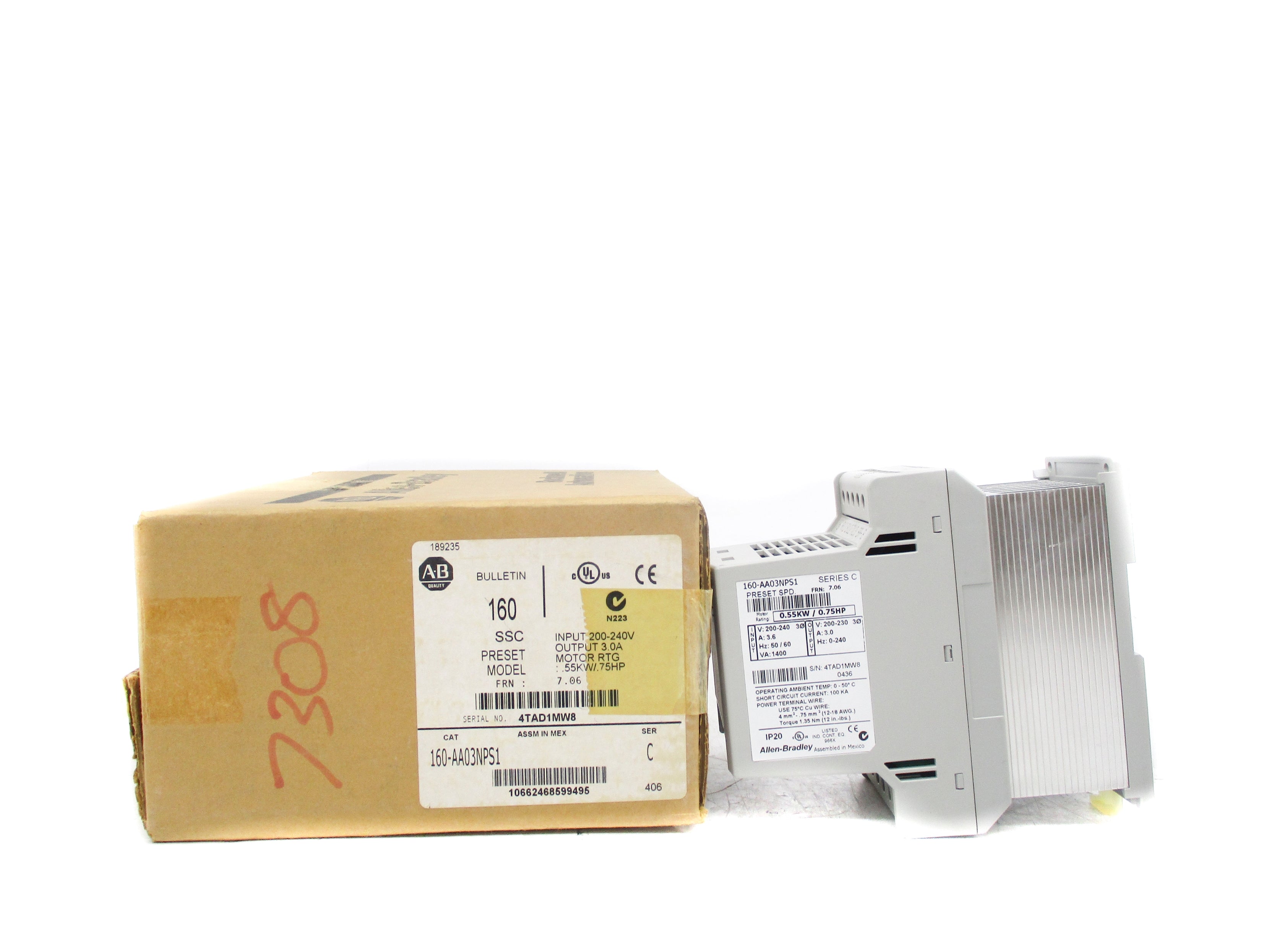 ALLEN BRADLEY 160-AA03NPS1 SER. C F/W 7.06 (BR/WH) NSMP