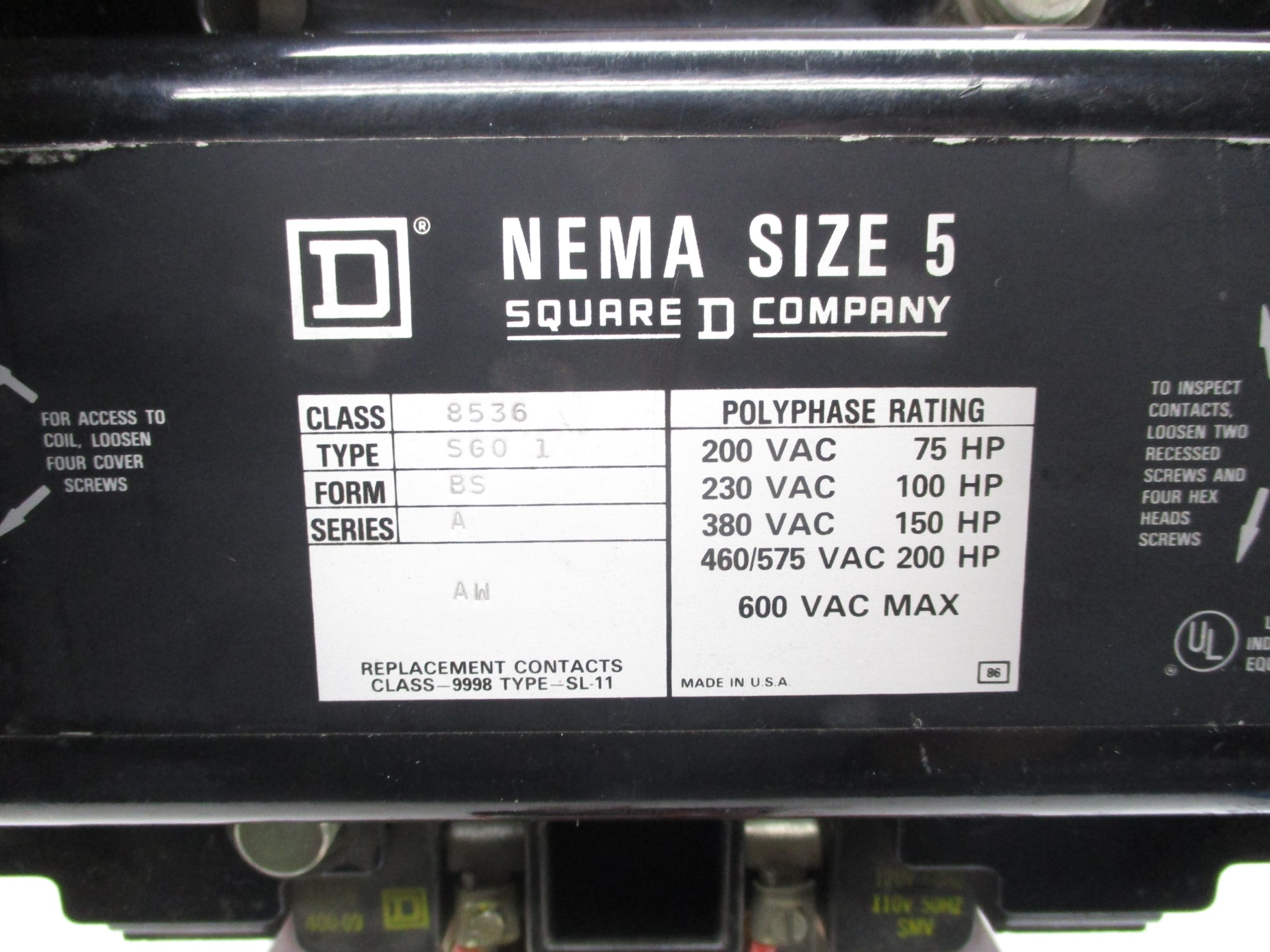 SQUARE D 8536SGO1 SER. A 120V NSNP