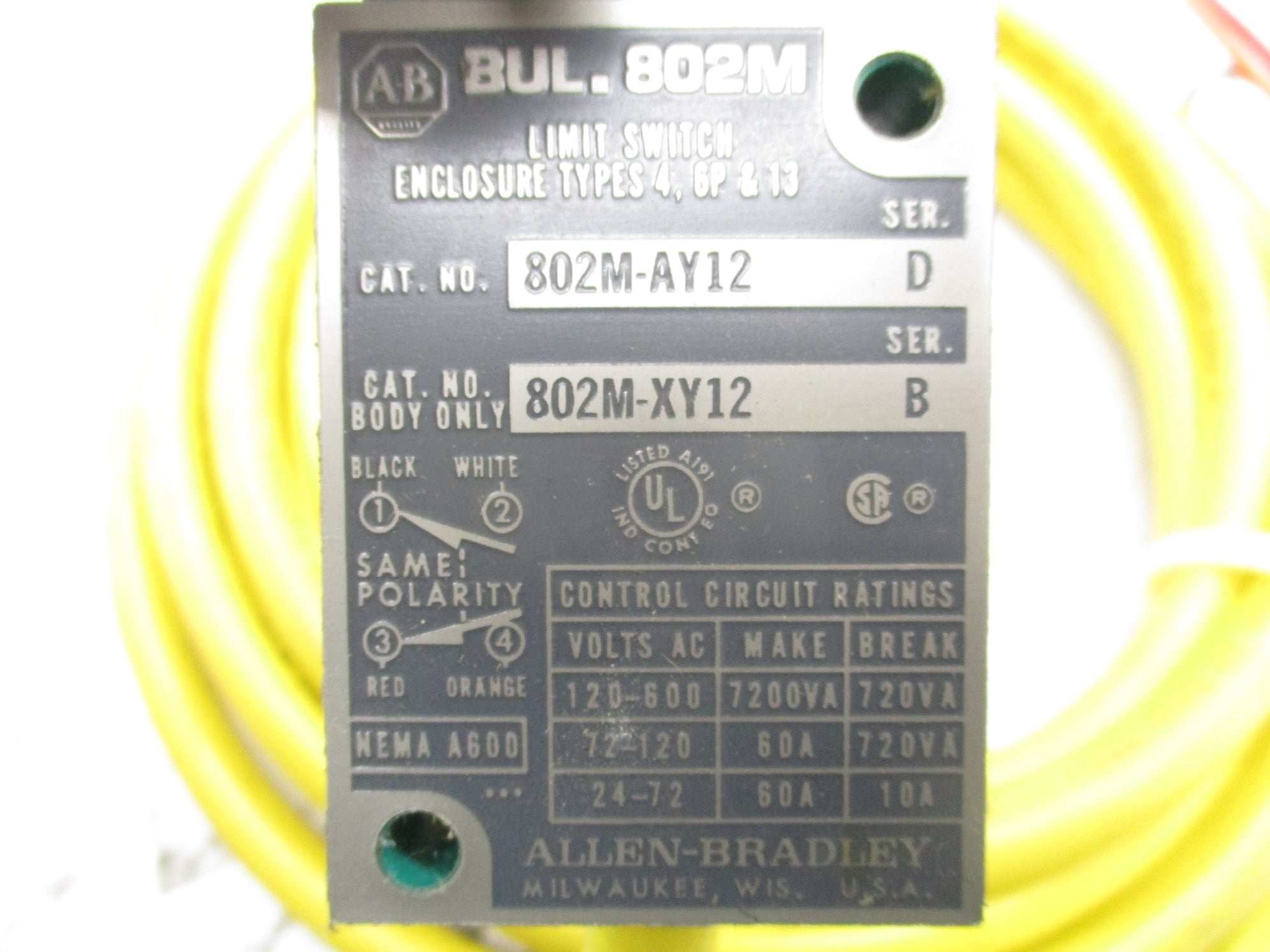 ALLEN BRADLEY 802M-AY12 SER. D NSNP