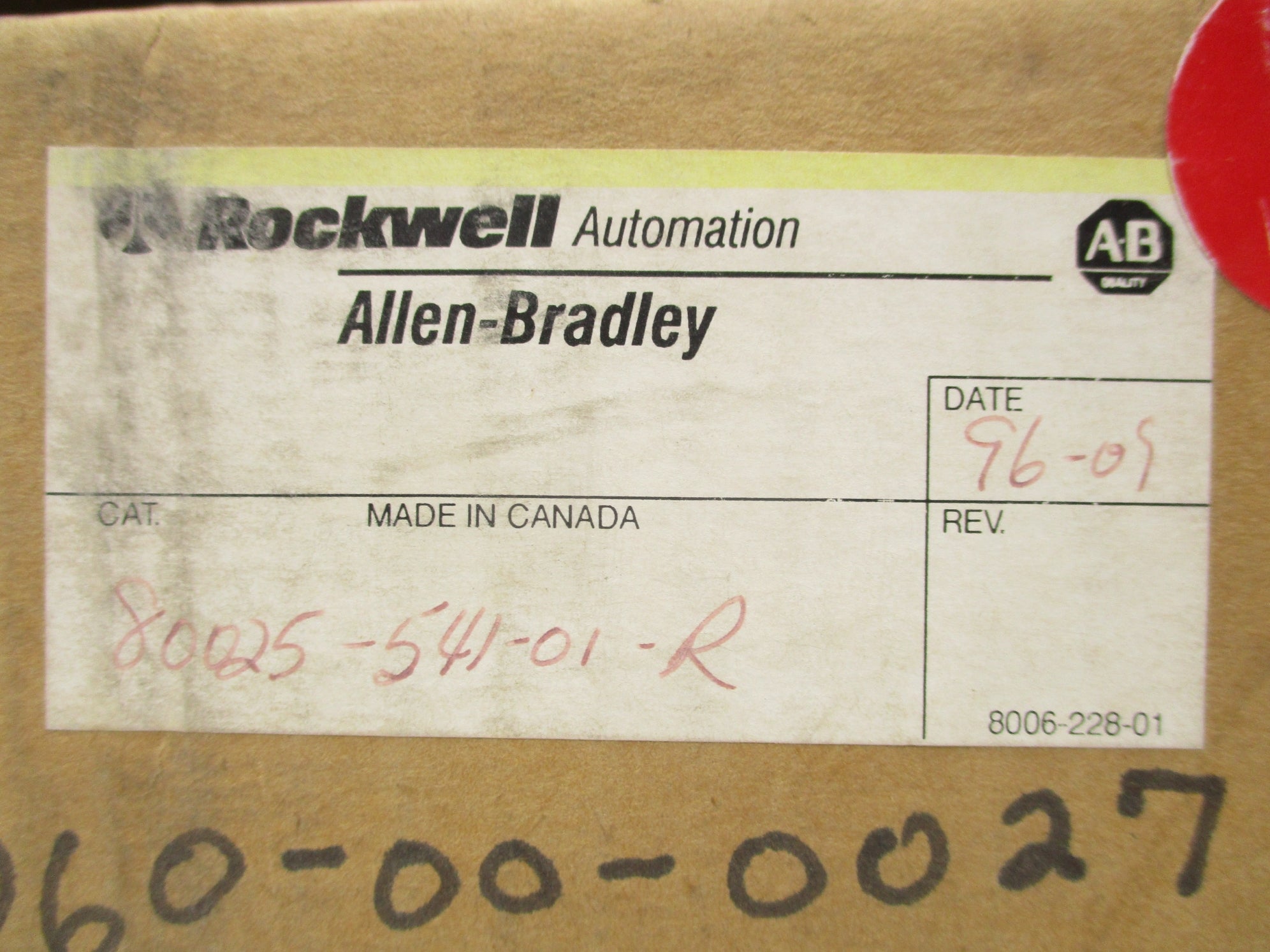 ALLEN BRADLEY 80025-541-01-R (BR/YL) NSFS