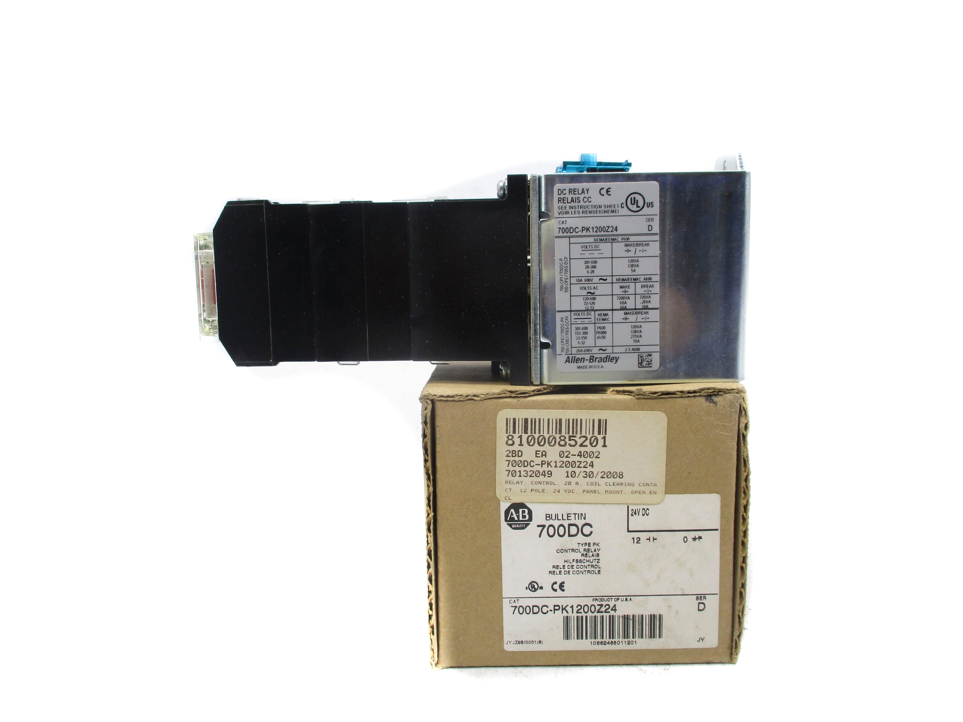 ALLEN BRADLEY 700DC-PK1200Z24 SER. D 24VDC (BR/WH) NSMP