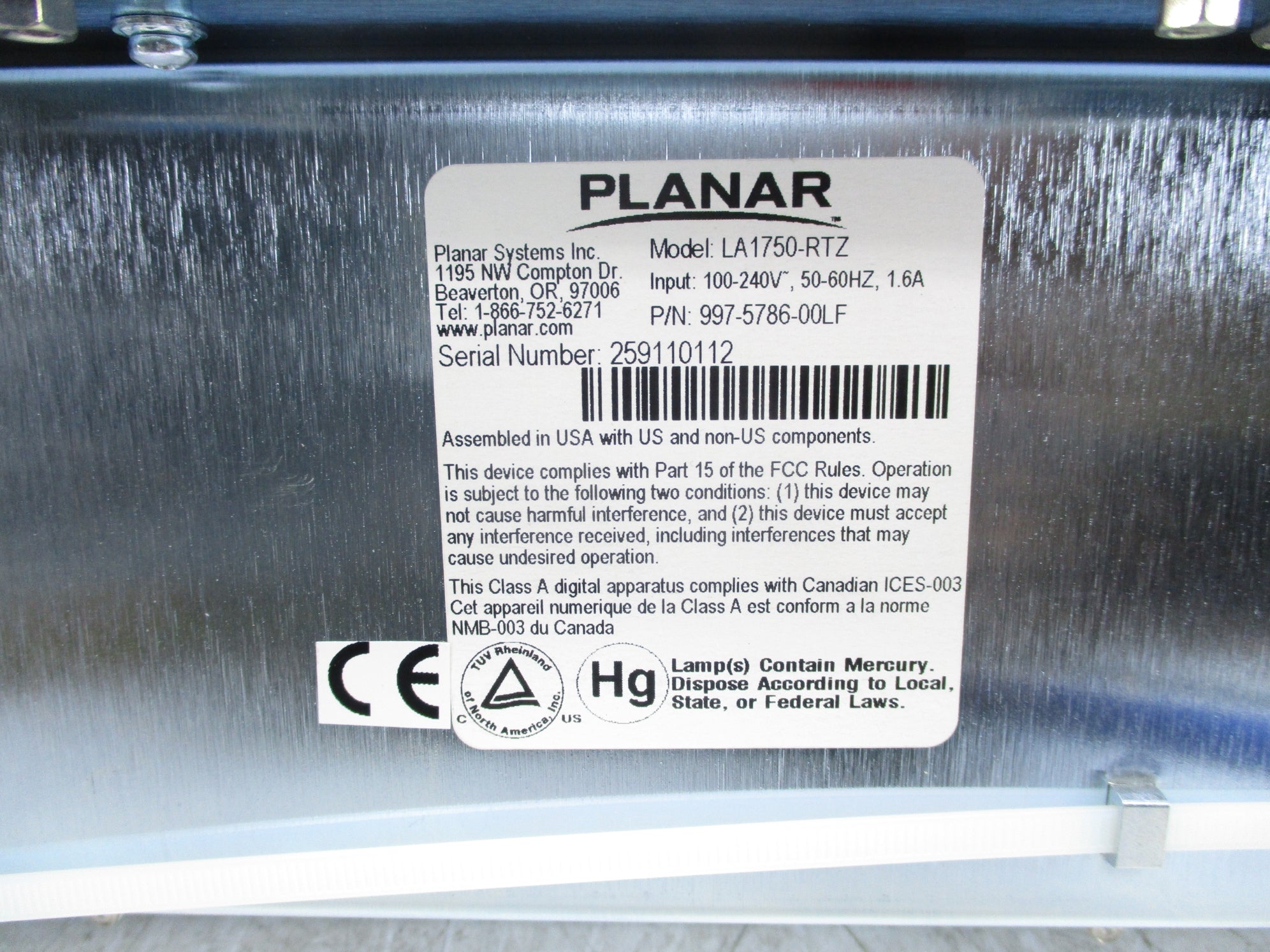 PLANAR SYSTEMS LA1750-RTZ NSNP
