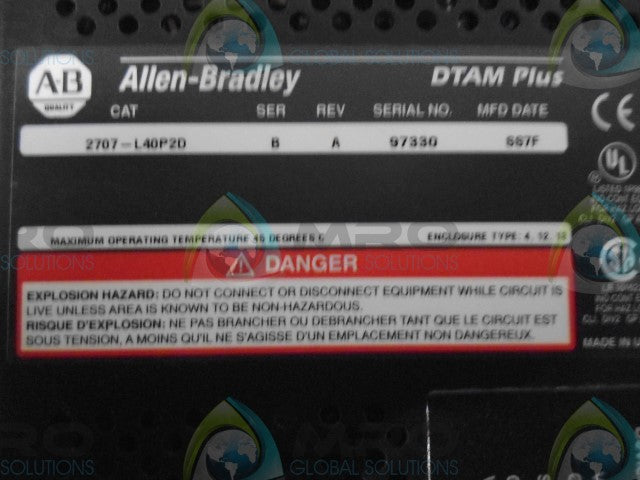 ALLEN-BRADLEY 2707-L40P2D SERB REV A  DATA LOGGER *NEW NO BOX*