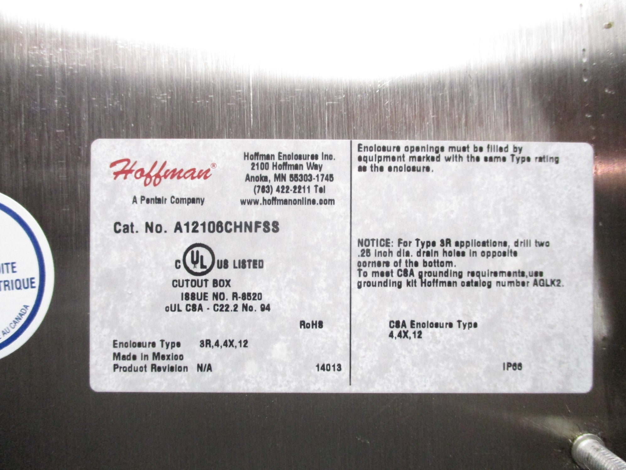 HOFFMAN A12106CHNFSS NSNP