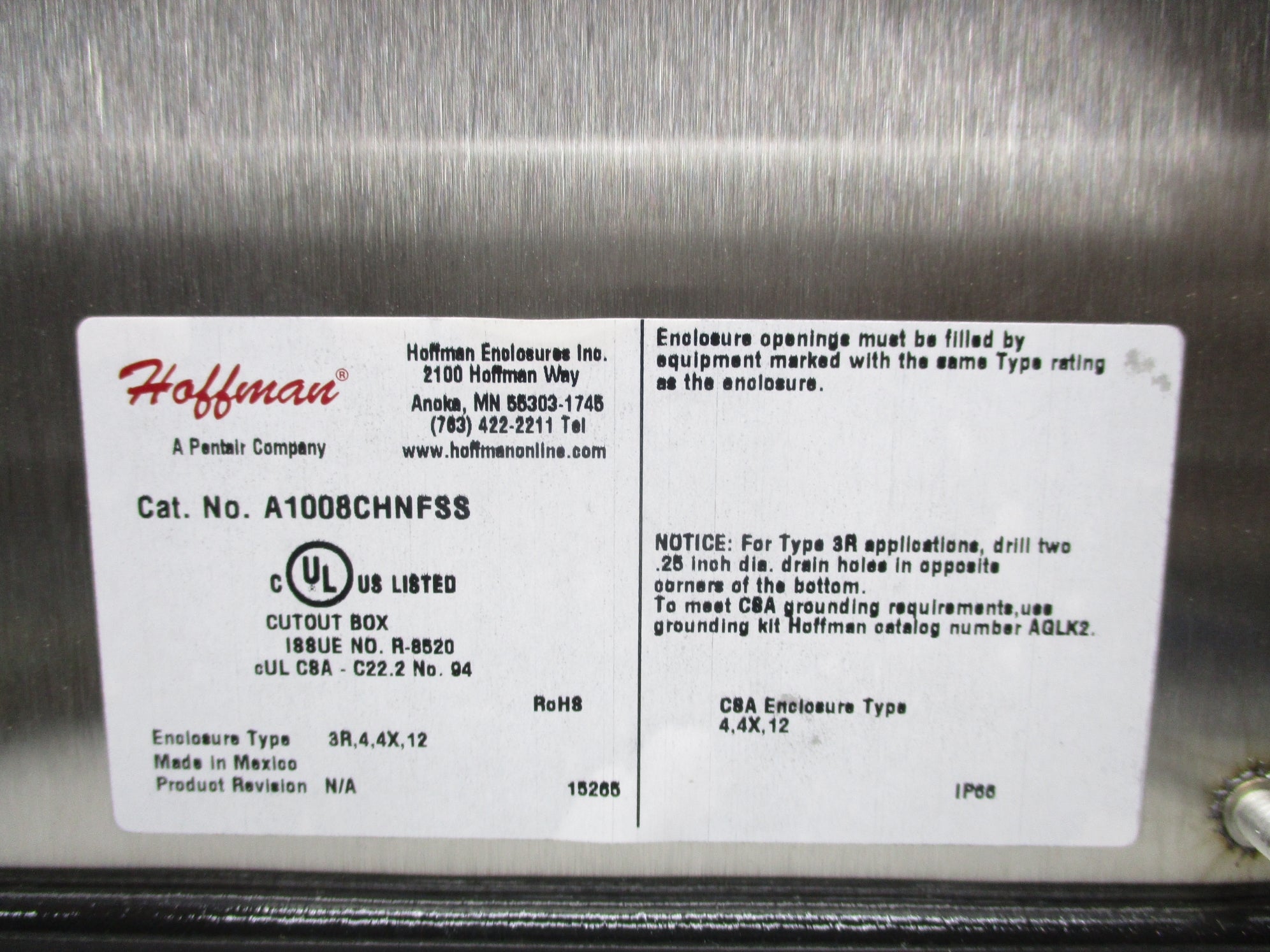 HOFFMAN A1008CHNFSS NSNP