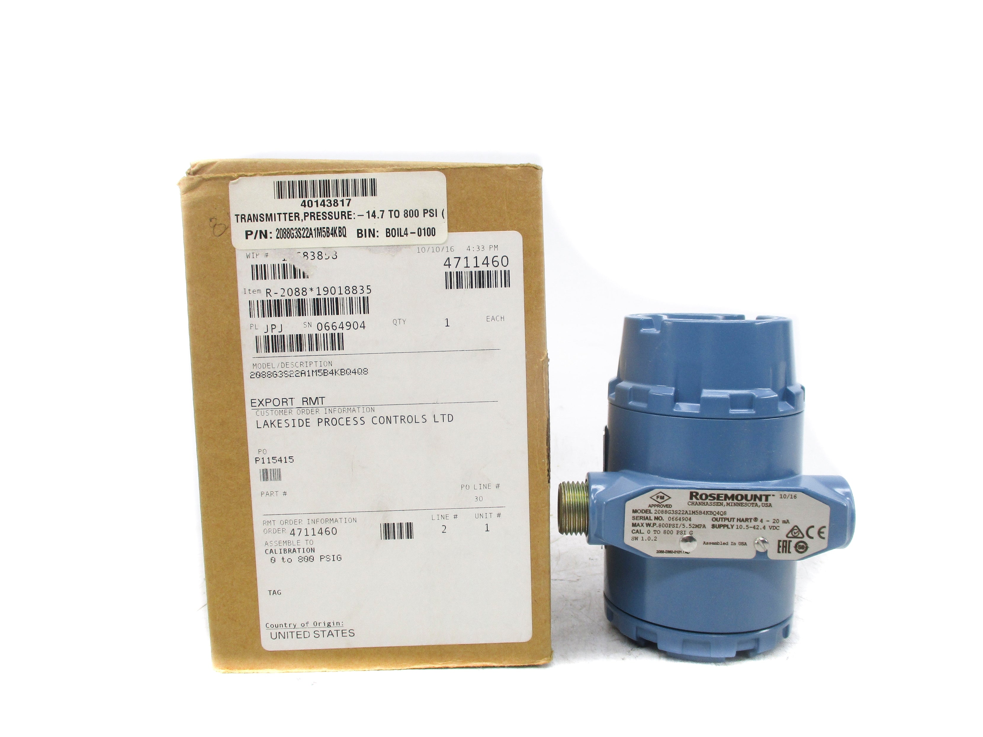 ROSEMOUNT 2088G3S22A1M5B4KBQ4Q8 NSMP