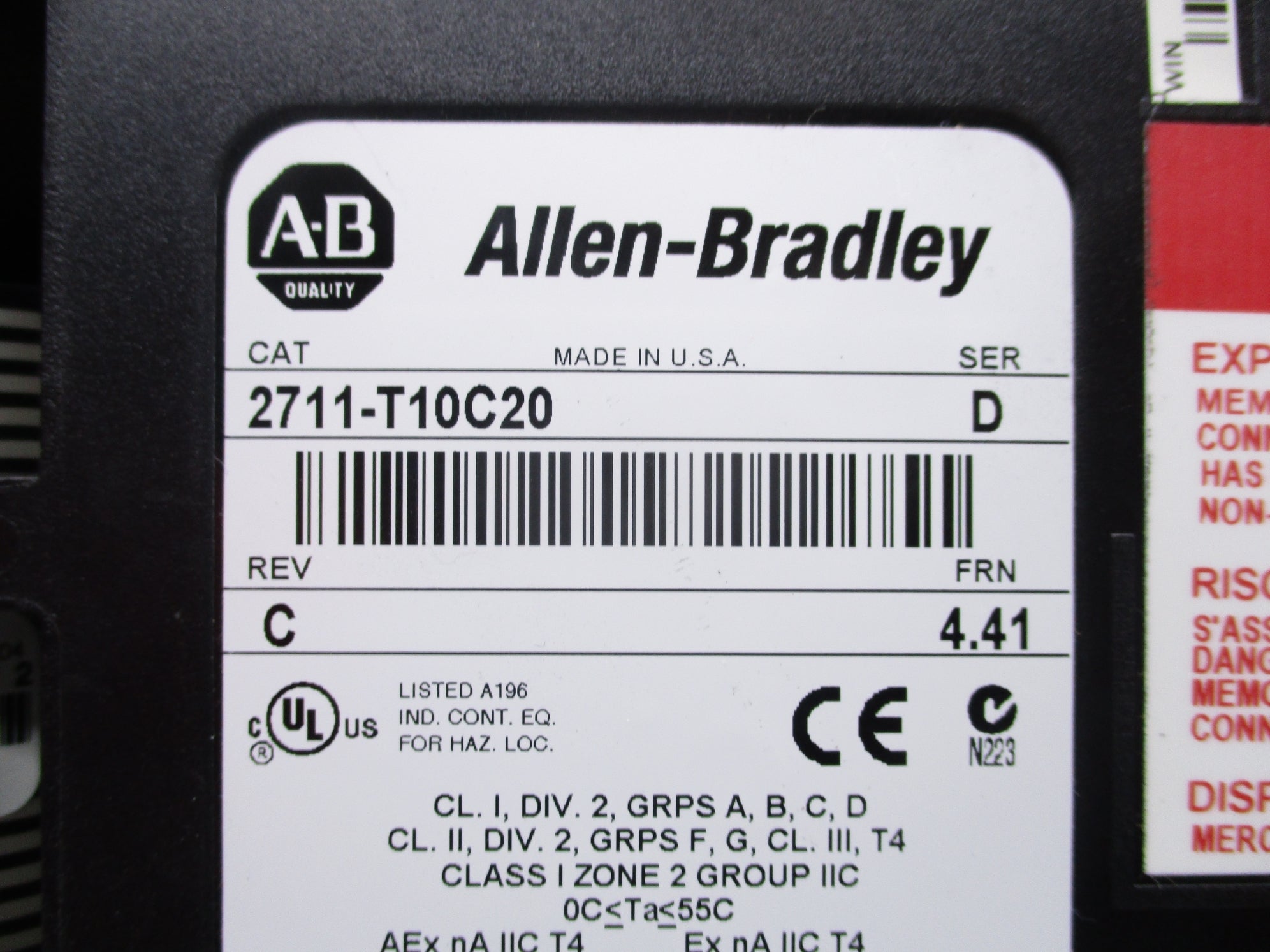 ALLEN BRADLEY 2711-T10C20 SER. D F/W 4.41 NSNP