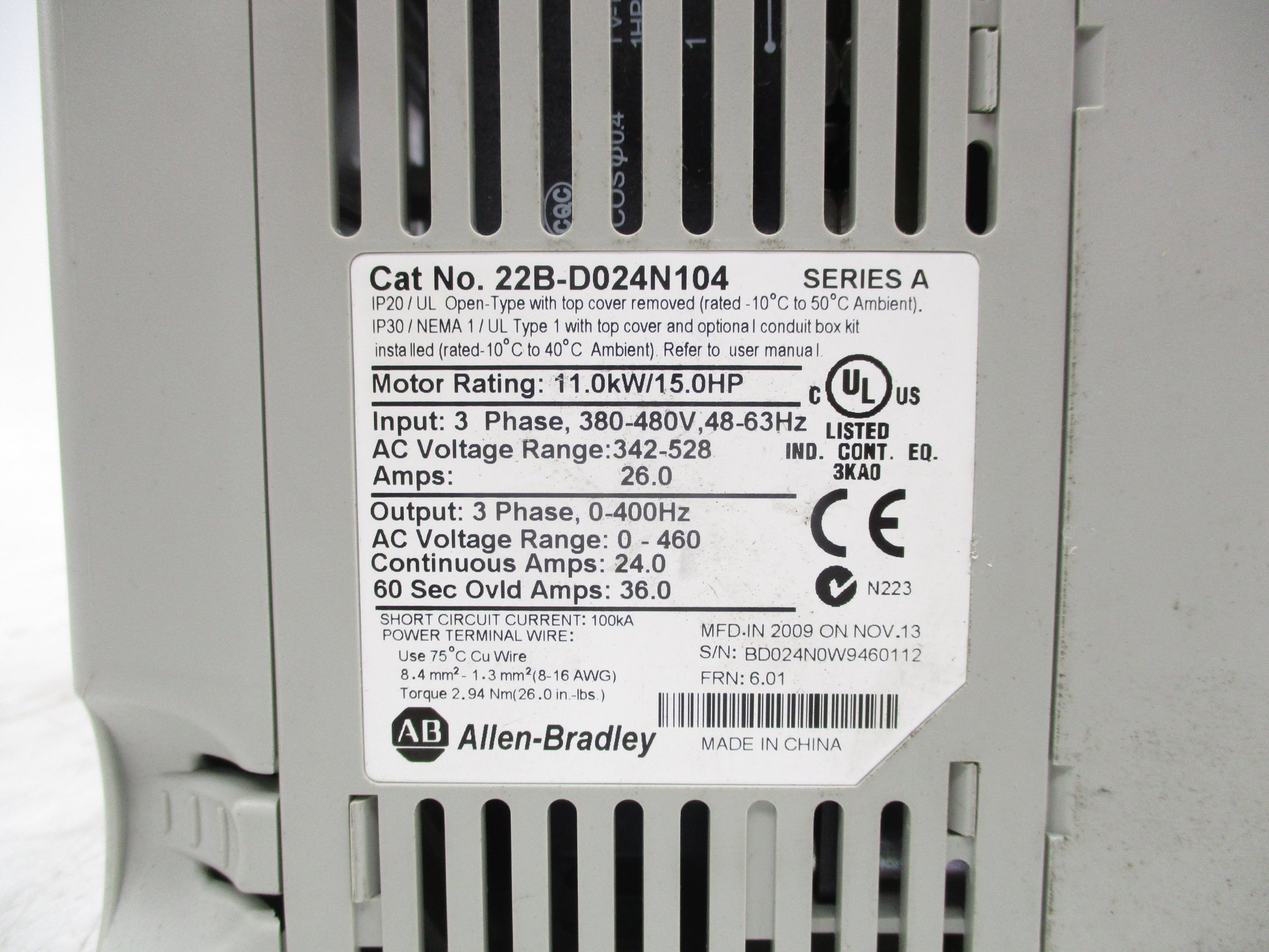 ALLEN BRADLEY 22B-D024N104 SER. A F/W 6.01 NSNP