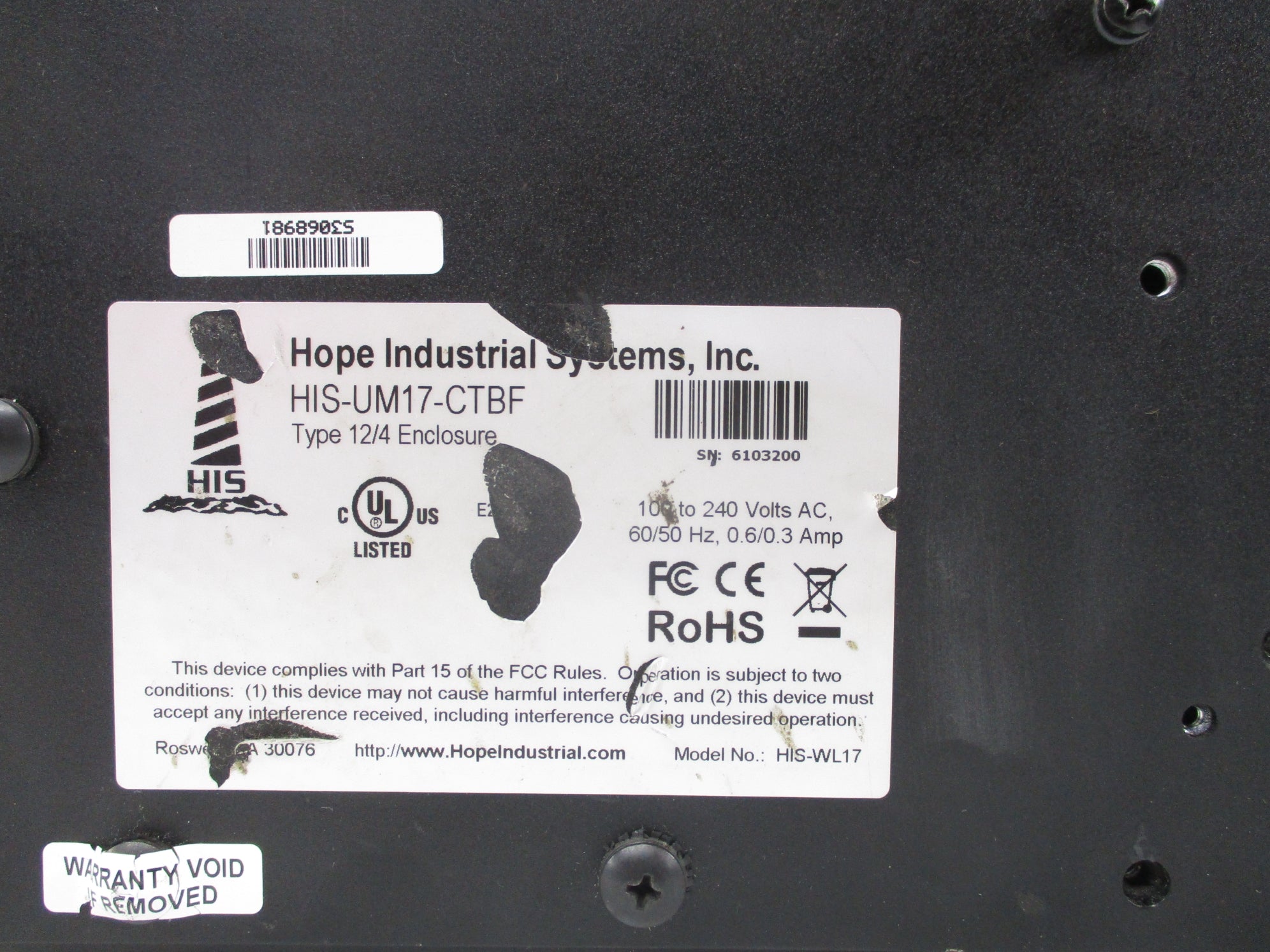 HOPE INDUSTRIAL HIS-UM17-CTBF NSNP