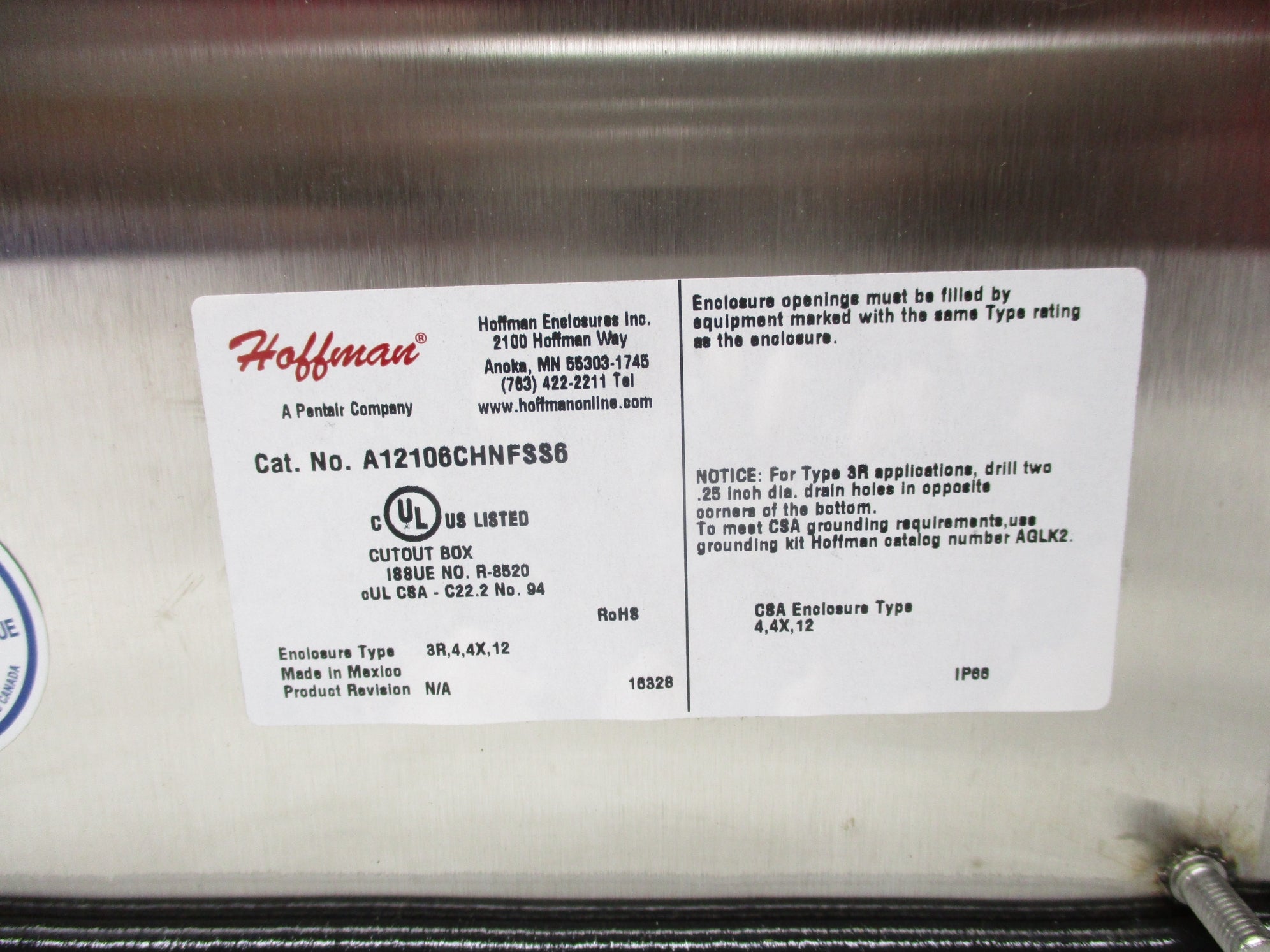 HOFFMAN A12106CHNFSS6 NSNP