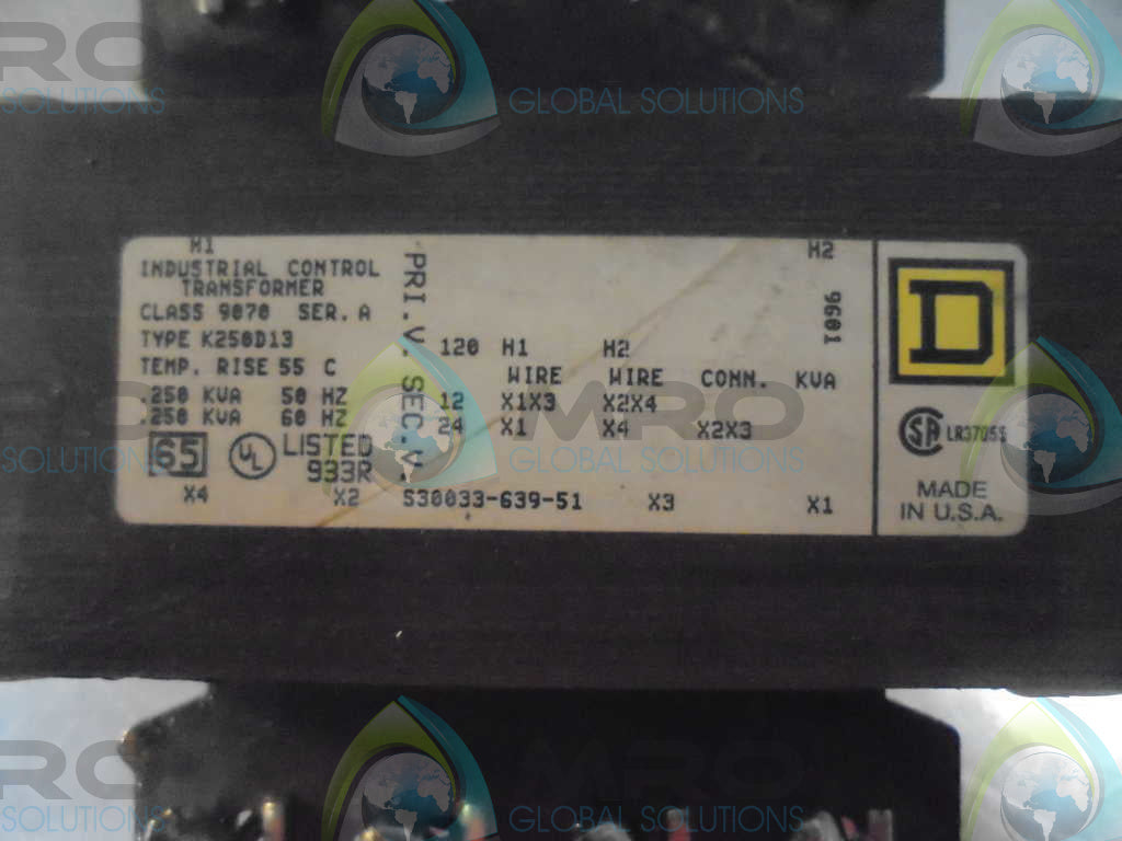 SQUARE D 9070-K250D13 TRANSFORMER *USED*