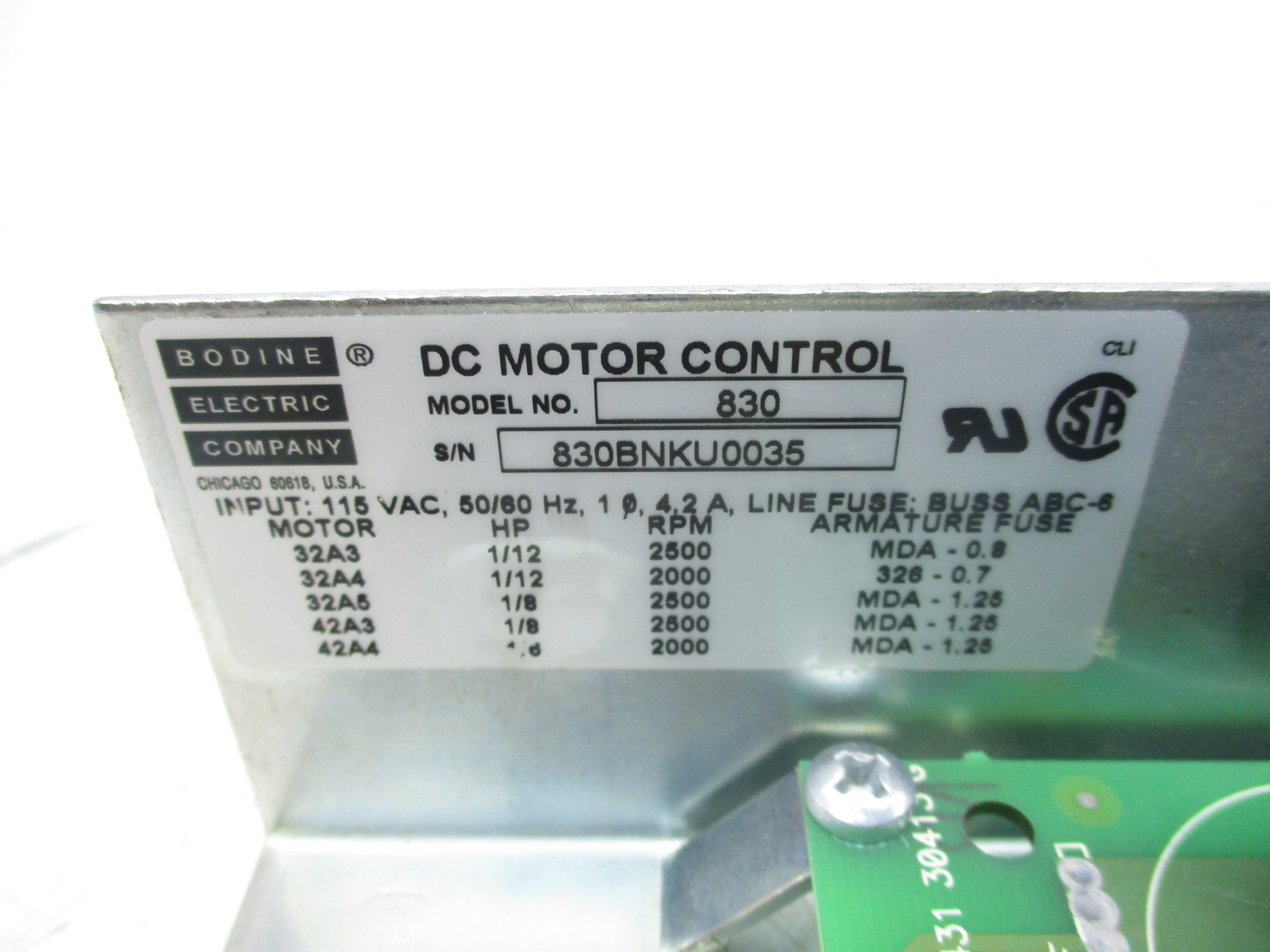 BODINE ELECTRIC 830 NSNP
