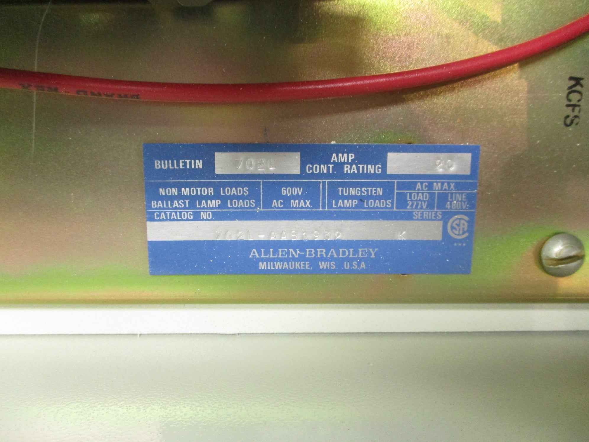 ALLEN BRADLEY 702L-AAB1932 SER. K NSNP